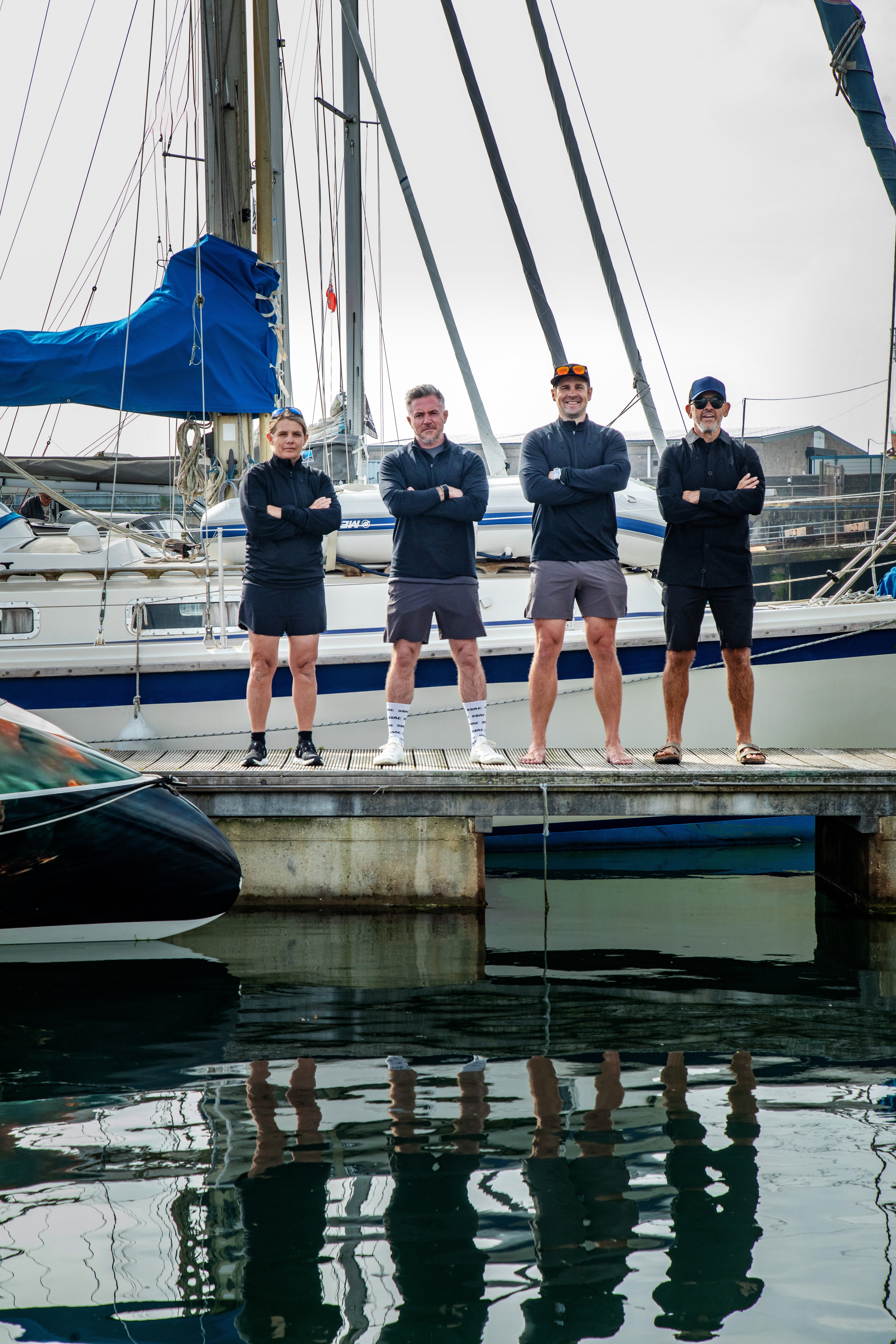 From left, Liz Wardley, Mike Bates, Aaron Kneebone and Matthew Parker, before they left Cornwall for Scotland on their charity voyage