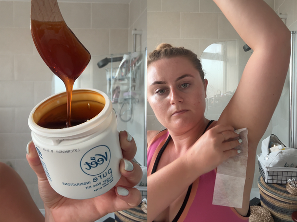 best at home waxing kit IndyBest review Veet pure inspiration hot sugar wax with argan oil