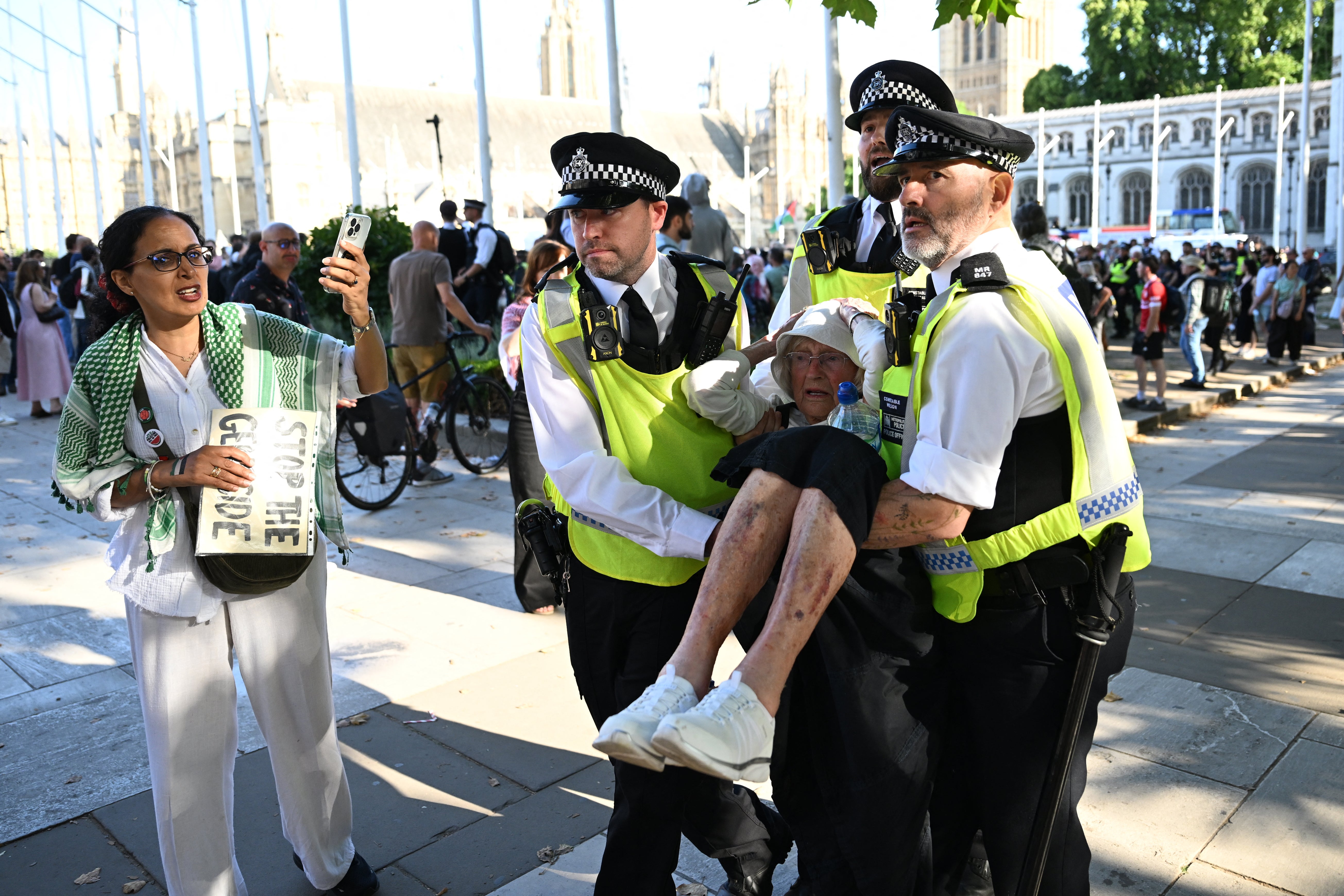 Police arrested an 89-year-old protester at last month’s demonstration