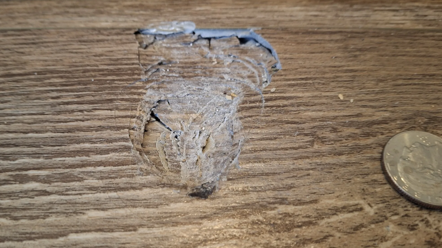 Fragments of the meteorite hurtled into the roof of a homeowner in McDonough, Henry County, just south of Atlanta, leaving behind a hole the size of a golf ball in the ceiling and a dent in his floor.