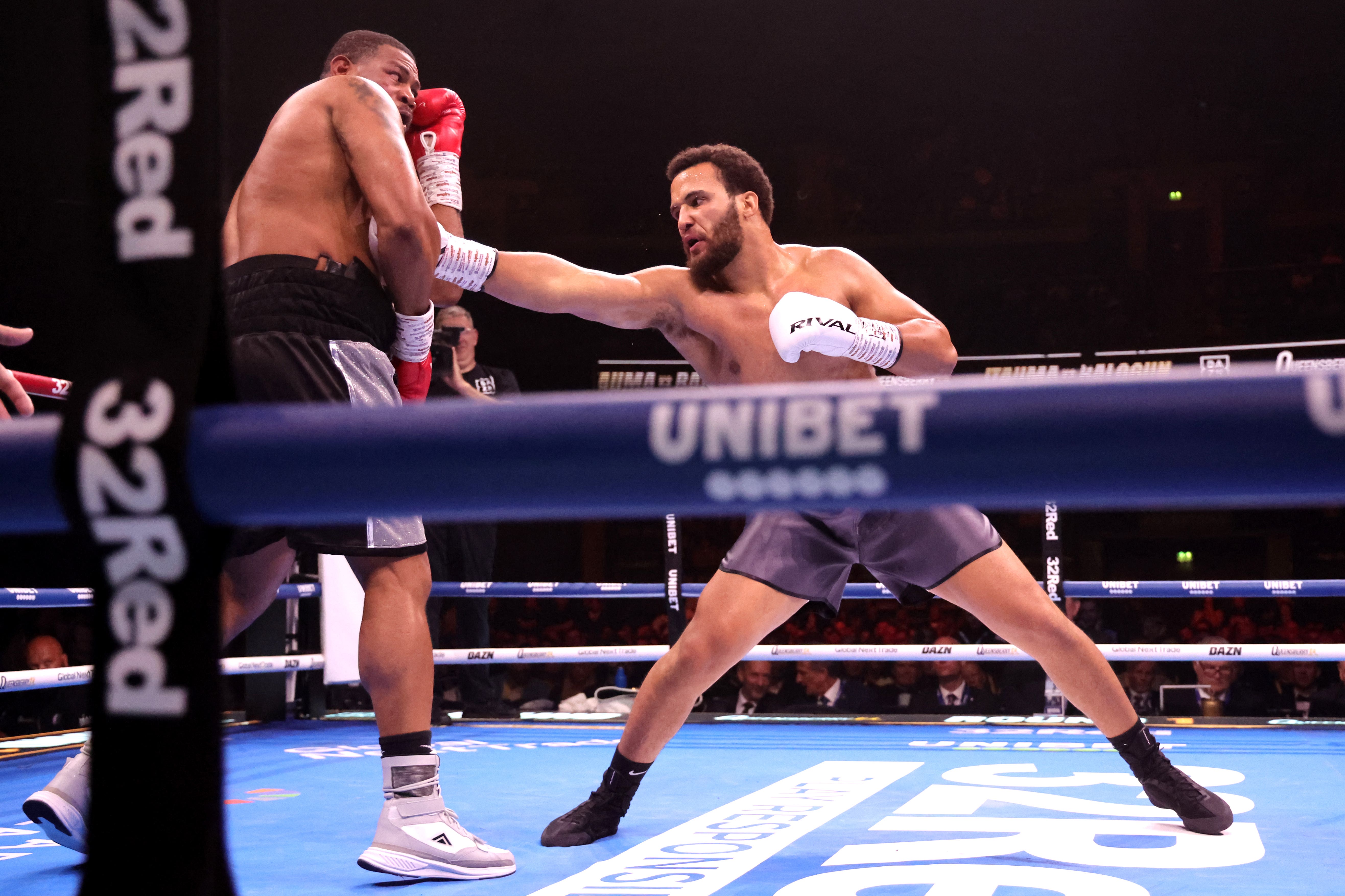 Moses Itauma in action against Mike Balogun in Glasgow (Steve Welsh/PA)