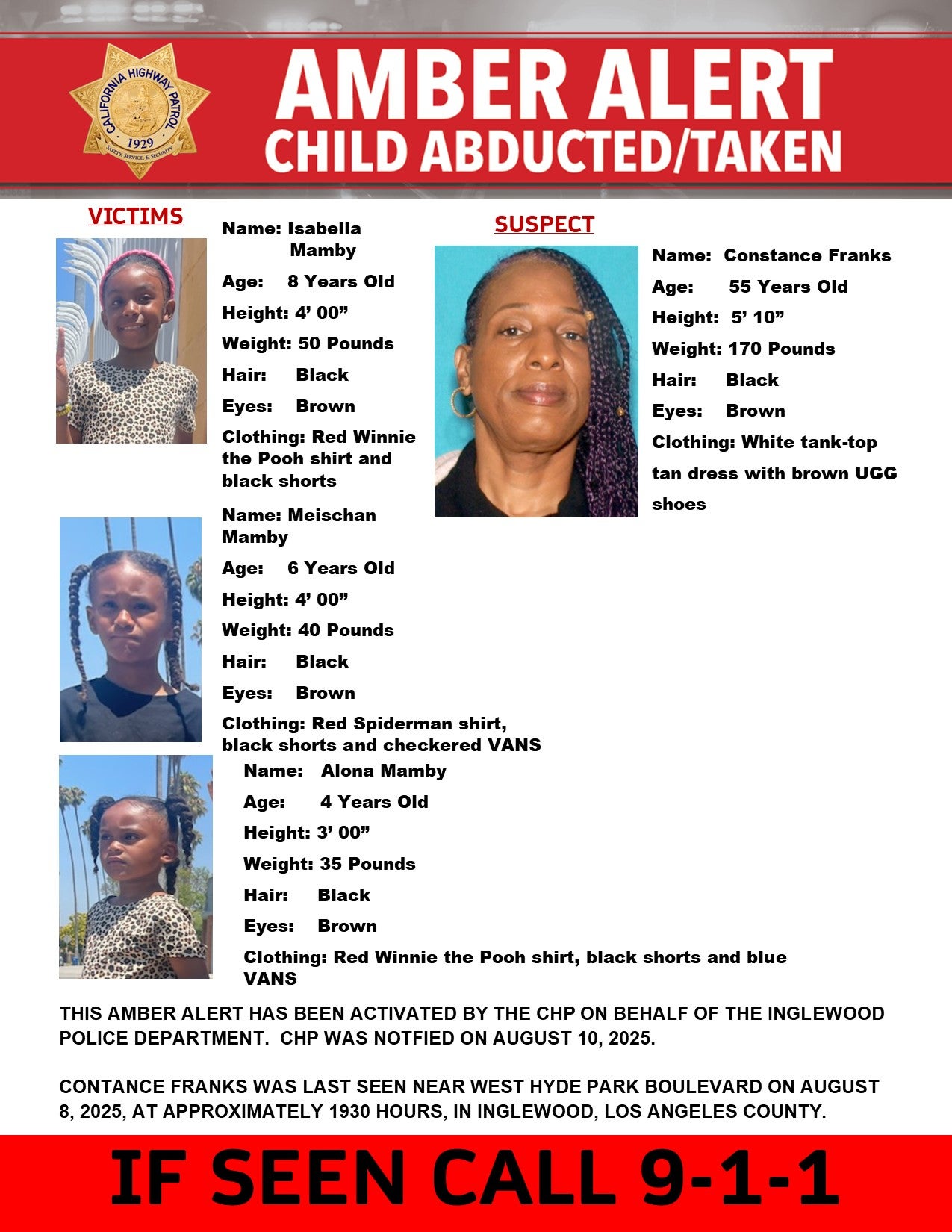 Police issued an Amber Alert on Sunday urging people to call 911 if they see the missing woman or children.