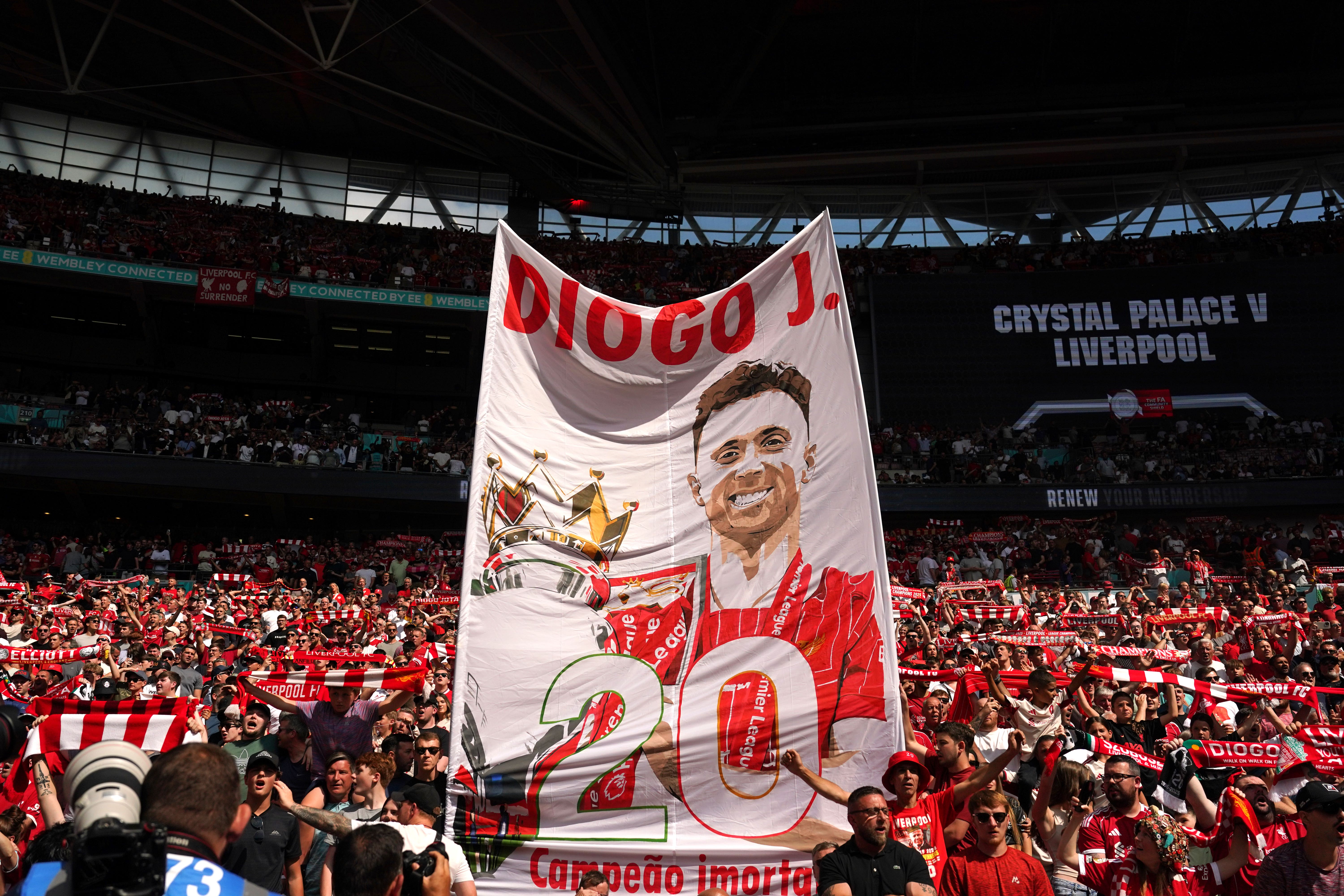 A minute’s silence for former Liverpool forward Diogo Jota was interrupted by Crystal Palace fans at Wembley (Adam Davy/PA)