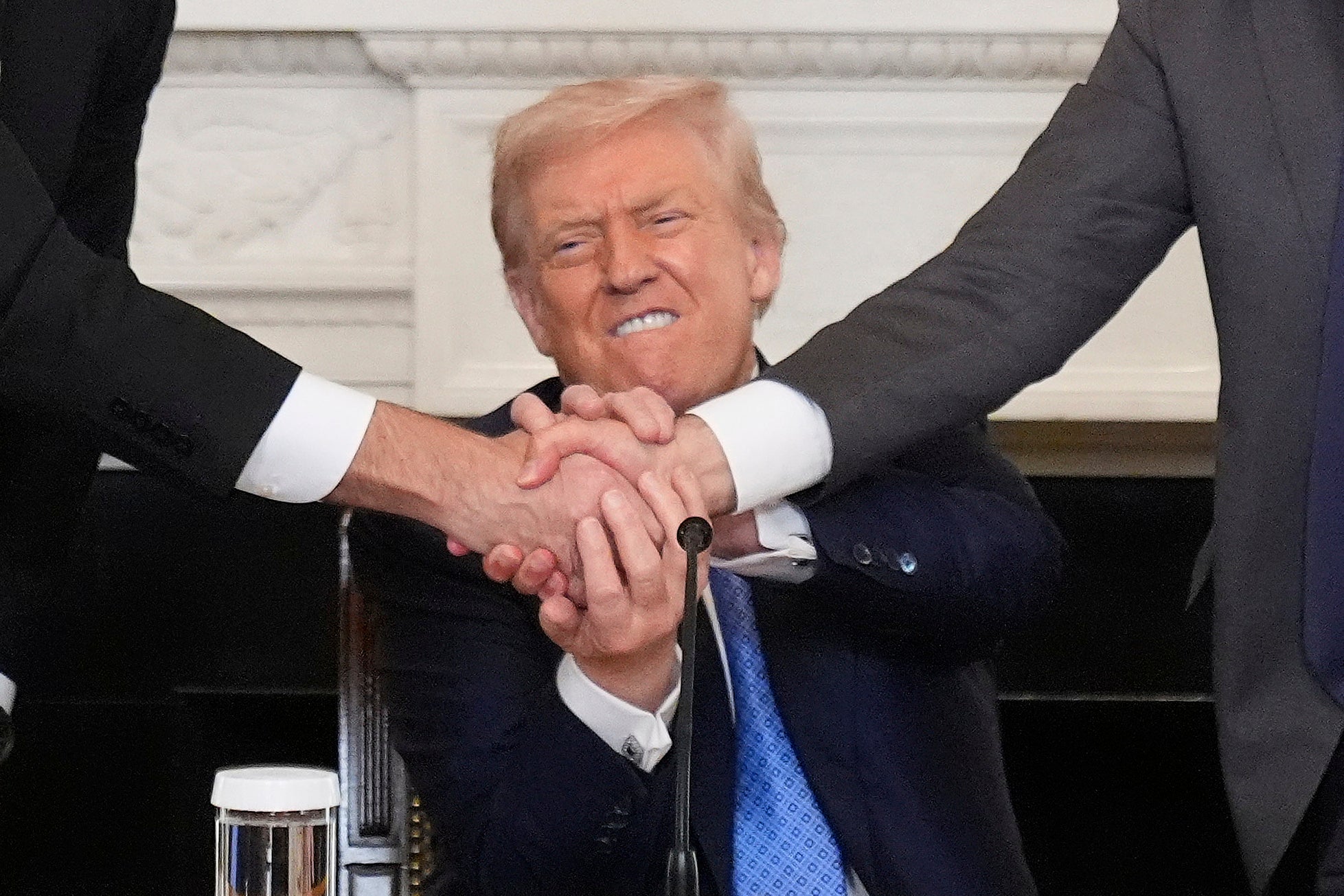 ‘Er Albania, I mean [...],’ President Trump said, while referring to the decades-long conflict between Armenia and Azerbaijan