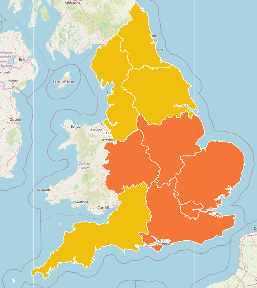 The UK Health Security Agency (UKHSA) has issued alerts in London, the West Midlands, the East Midlands, the East of England and the South East, which are due to come into effect at 9am on Tuesday