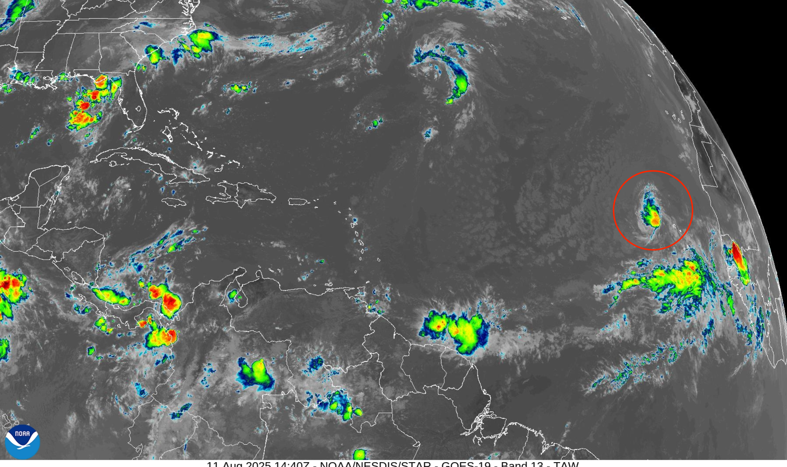Tropical Storm Erin, seen off the eastern coast of Africa, intensify and form into a full hurricane, which could make landfall in the U.S.