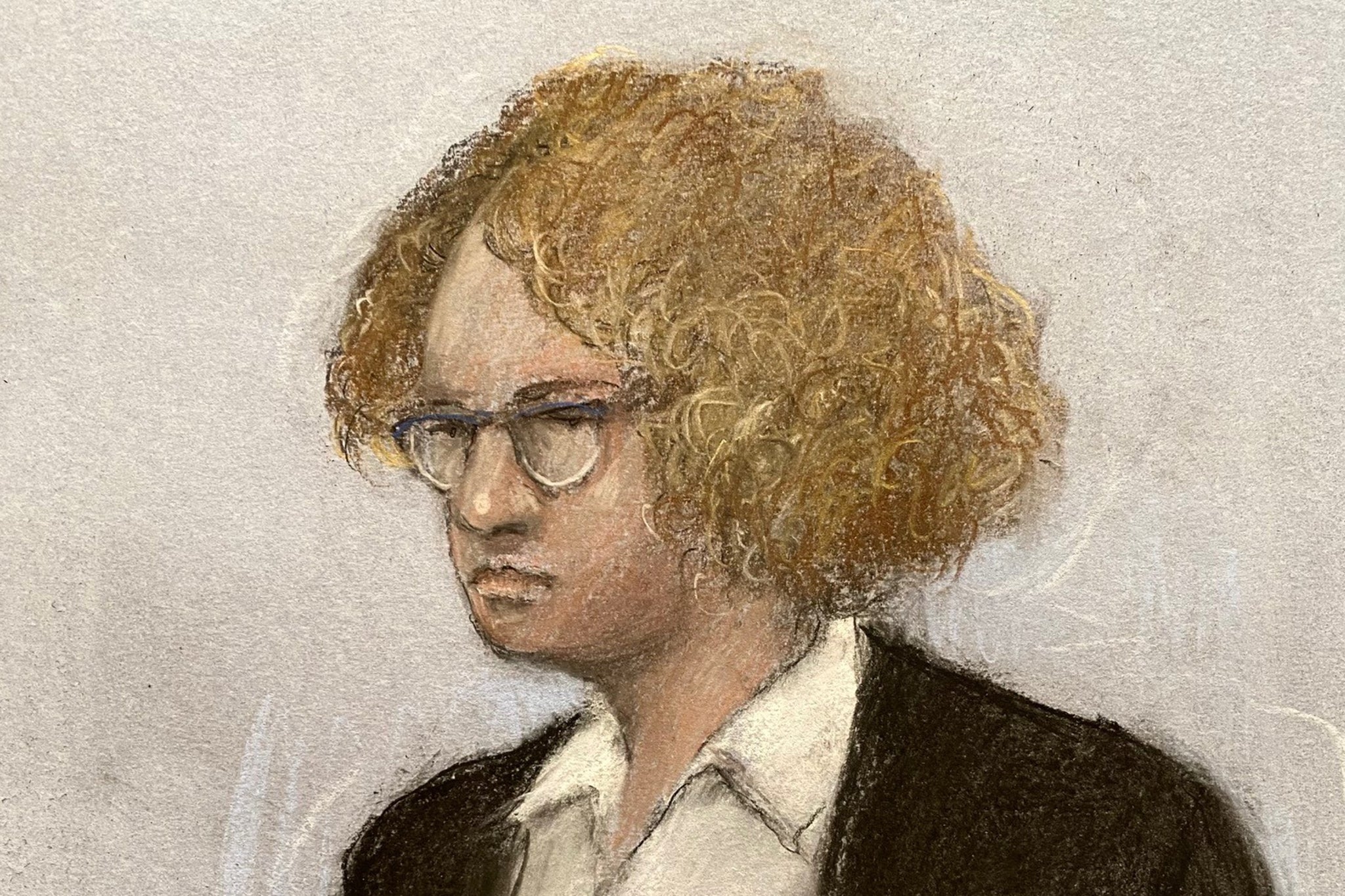 A sketch of the defendant during the trial at Amersham Law Courts
