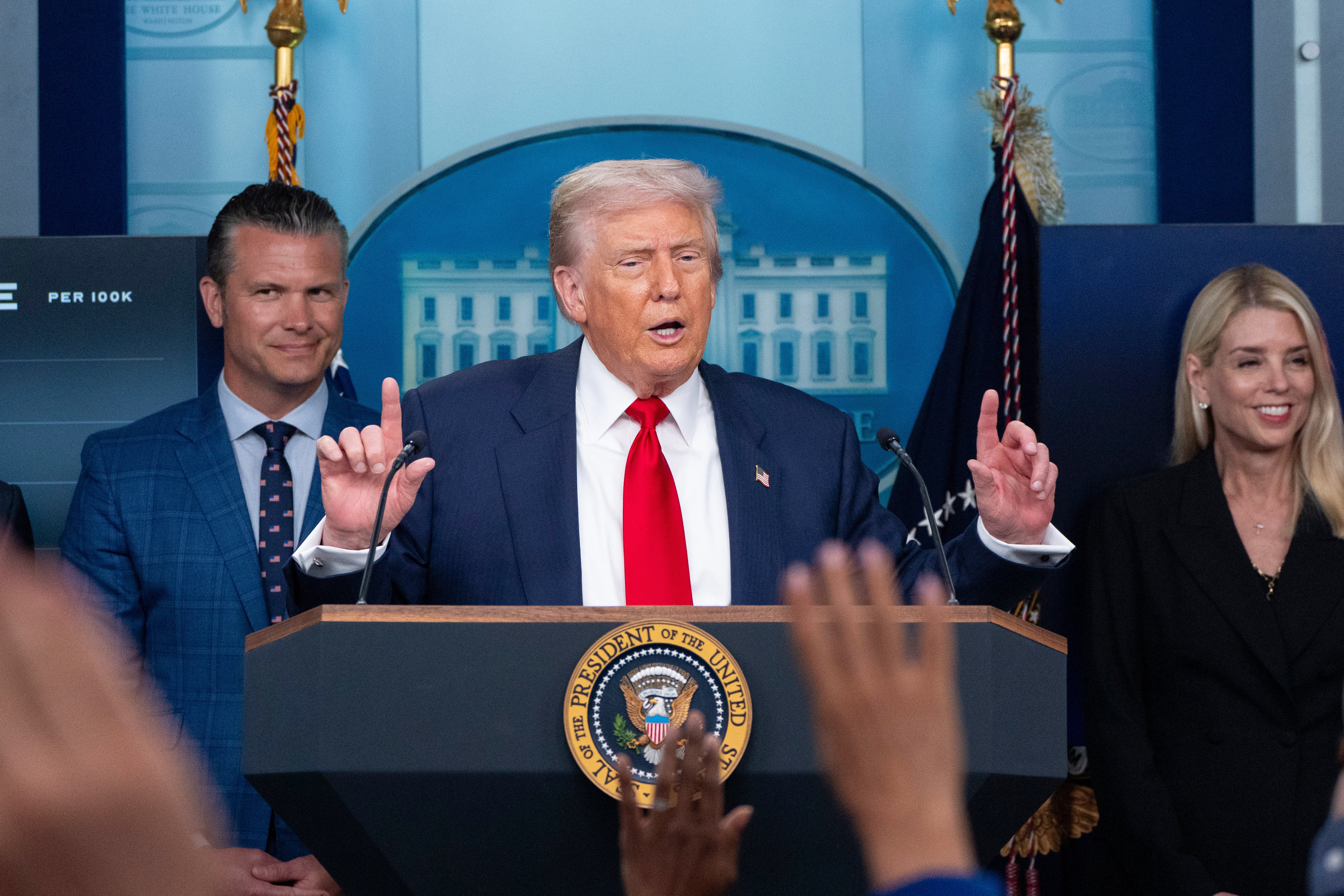 President Donald Trump, Attorney General Pam Bondi and Defense Secretary Pete Hegseth announced plans to take over the D.C. police.