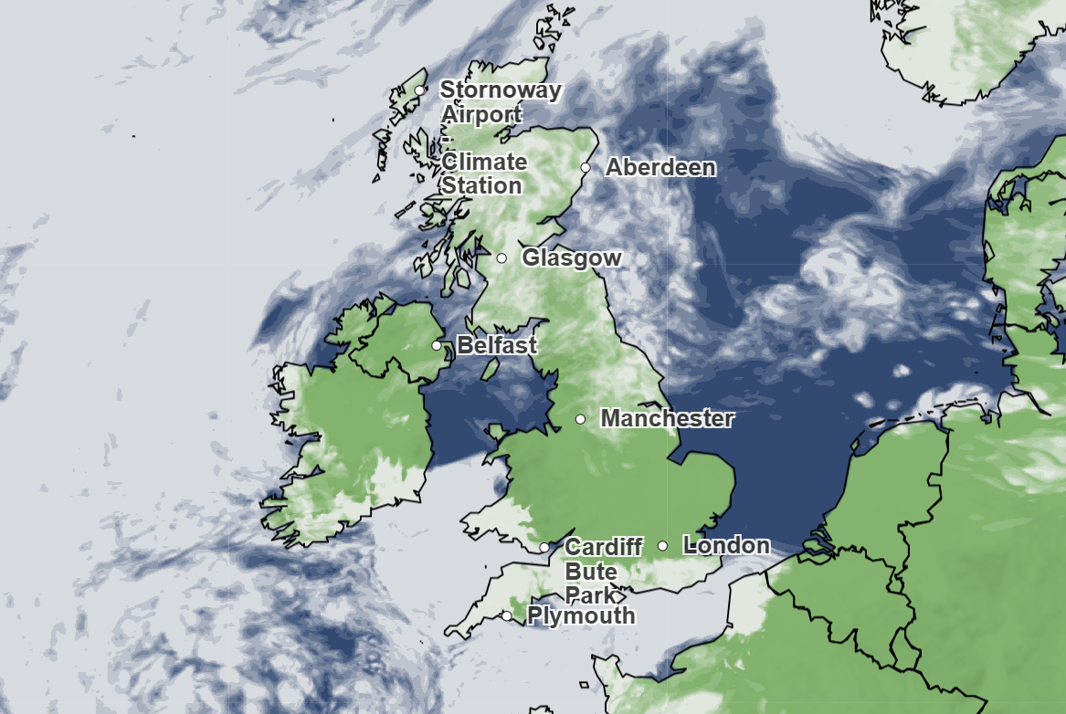 The weather forecast for 3am on 13 August, 2025, suggests there will be good views of the Perseid meteor shower throughout large parts of the UK