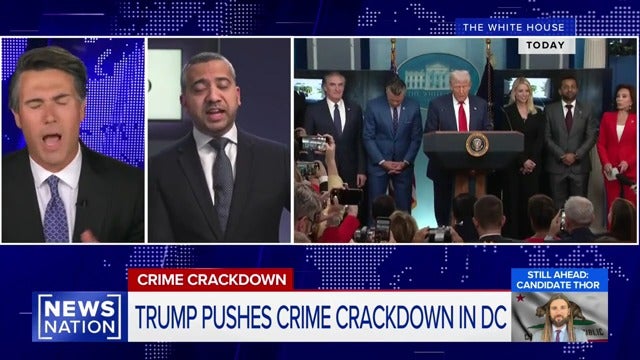 Things broke down between Leland Vittert and Mehdi Hasan on Monday night during a debate over Donald Trump's federal takeover of Washington.