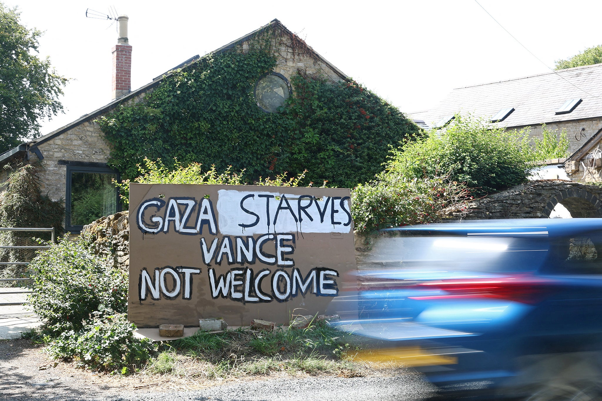 Local media described a crowd of between 50 to 100 people gathering in the nearby village of Charlbury, as they said he was “simply not welcome here”.