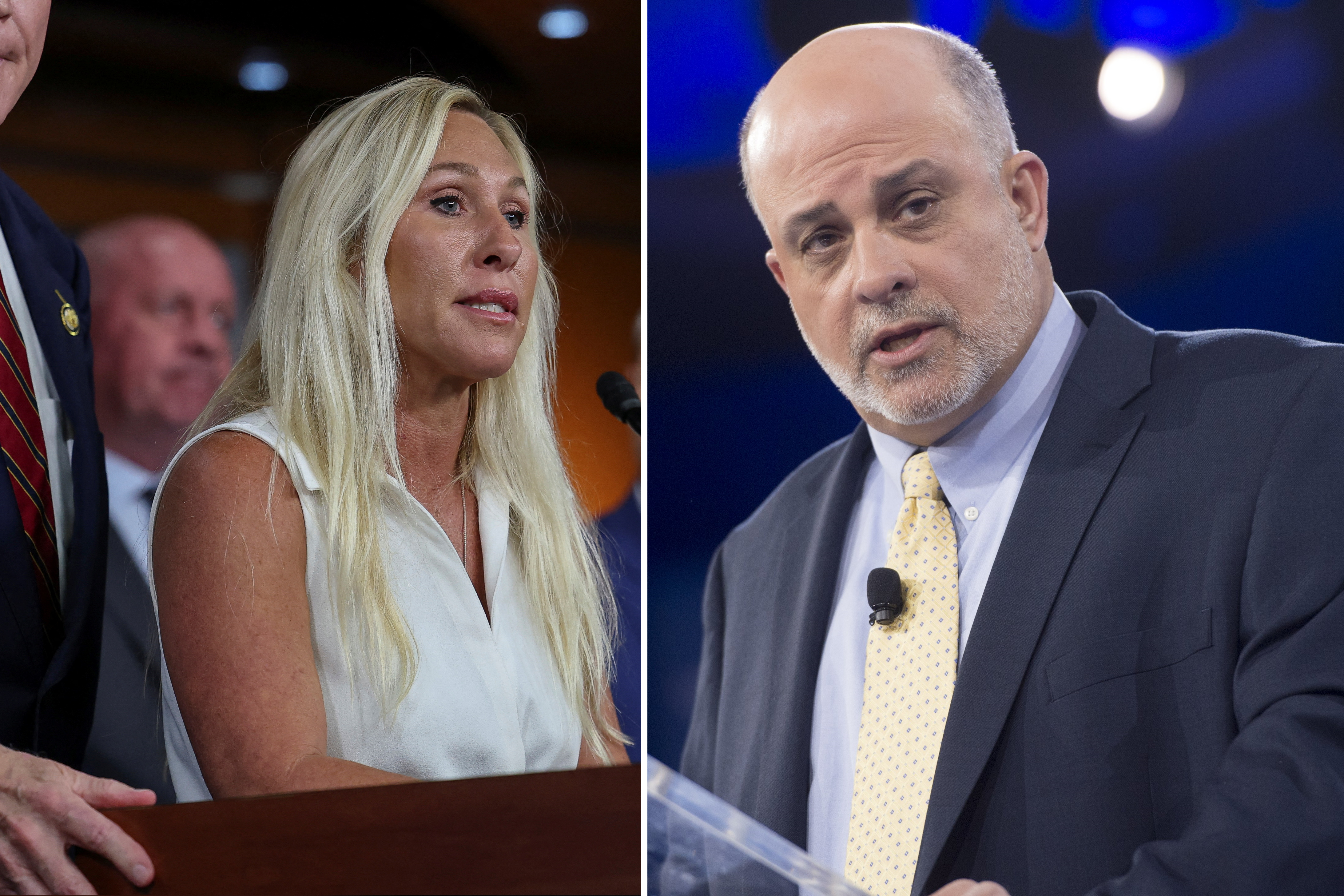 Georgia GOP representative Marjorie Taylor Greene has been feuding with Fox News host Mark Levin