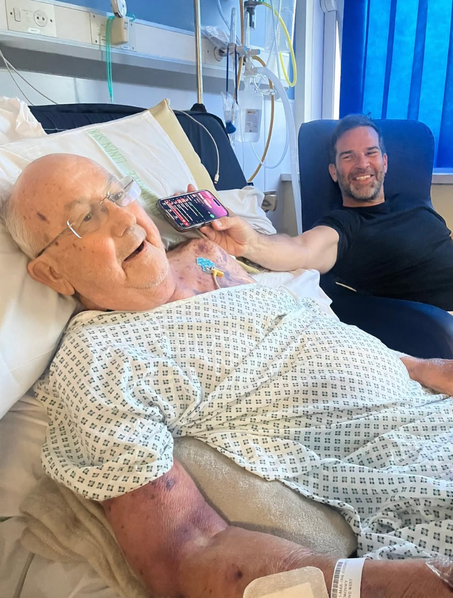 Gethin Jones pictured with his late father, Goronwy