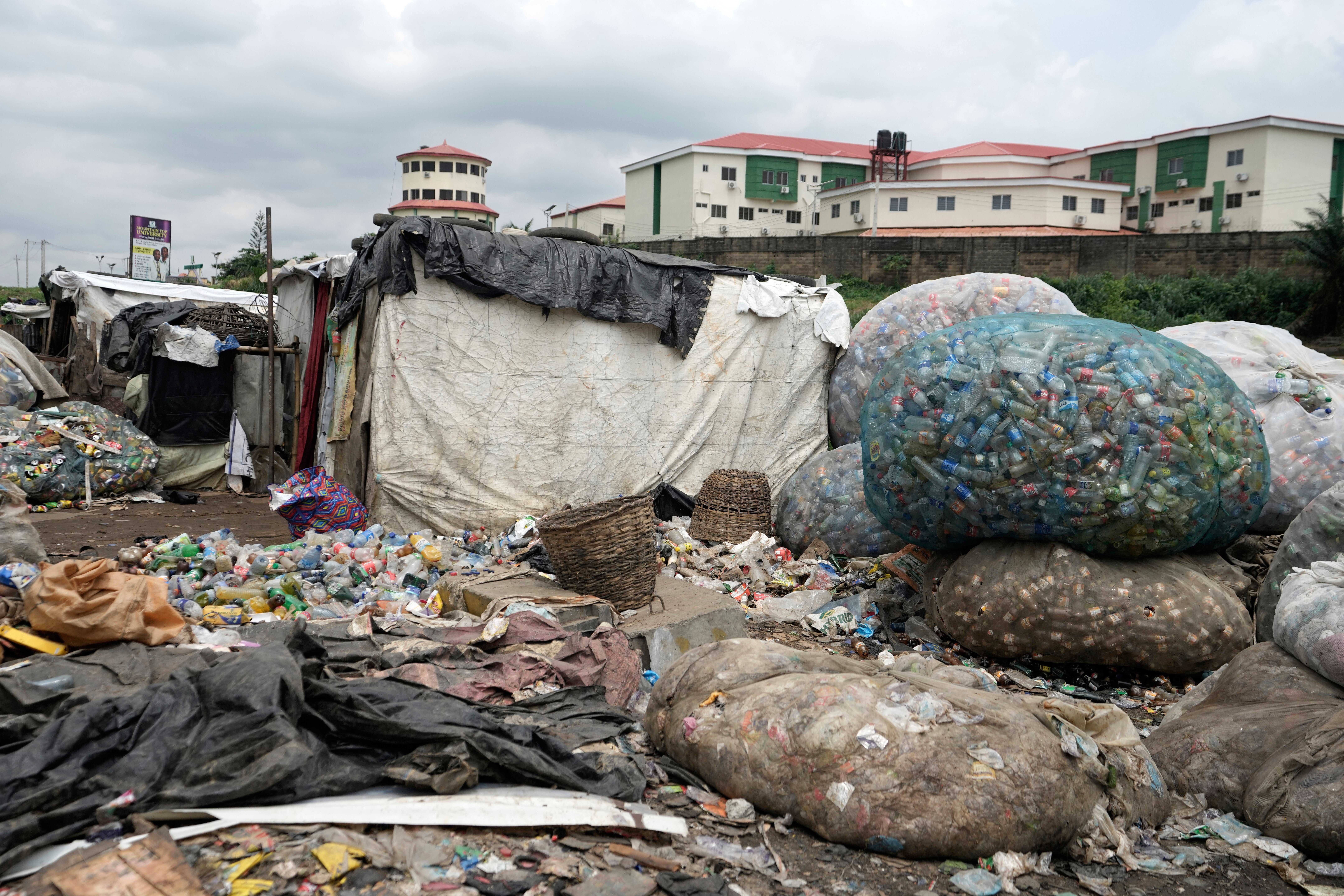 Package plastic waste is seen at a dumpsite on the outskirts of Lagos, Nigeria