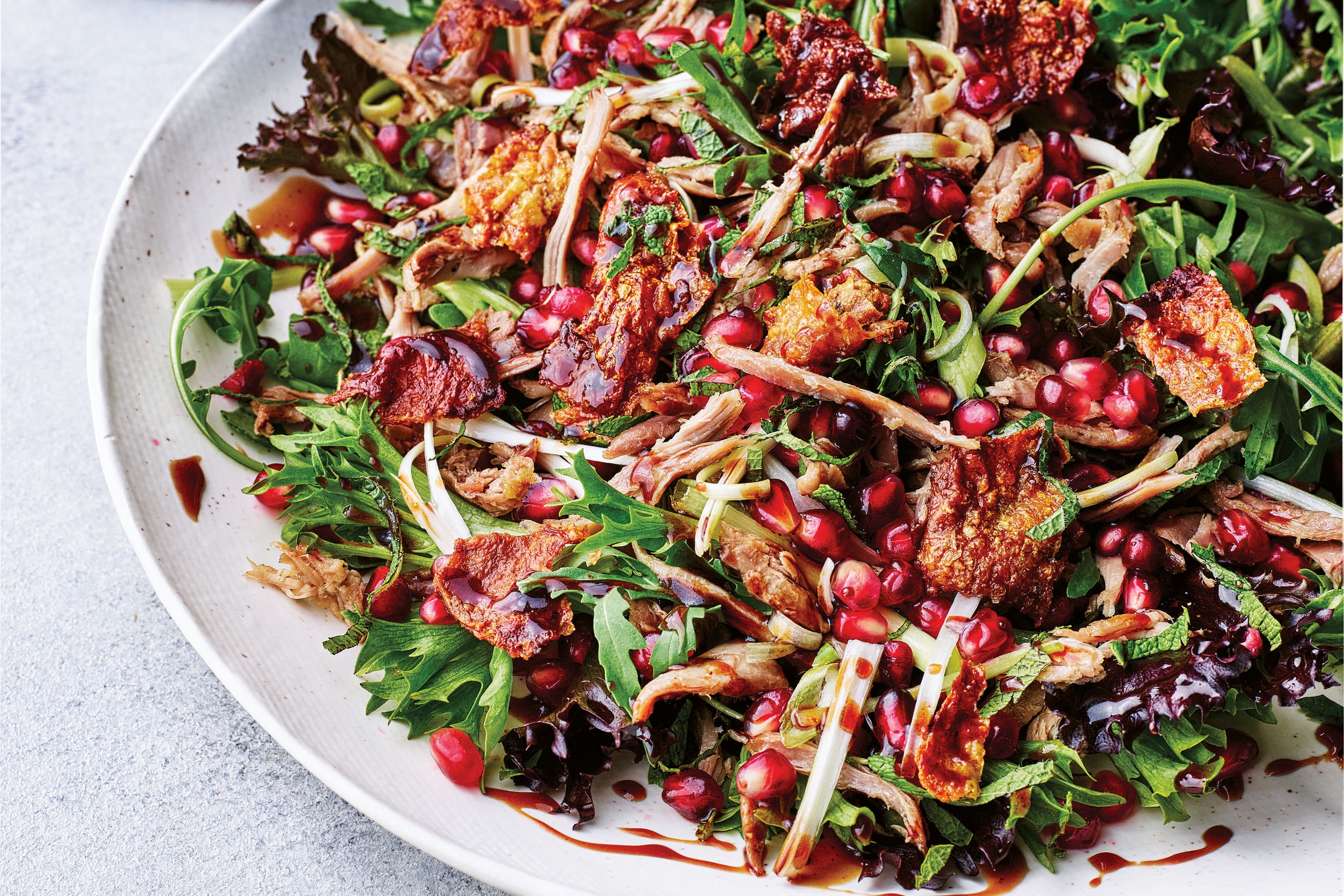 A few duck legs, a glossy dressing and plenty of crunch – this salad is simple to make yet looks straight out of a restaurant kitchen