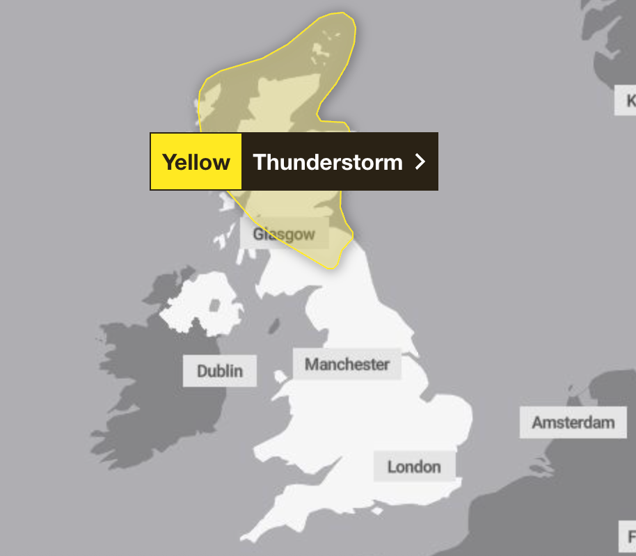 A yellow weather warning is in place on Wednesday