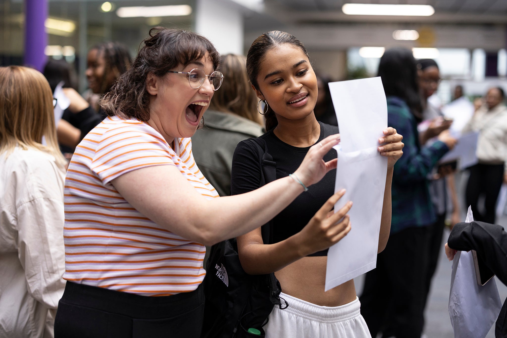Students at The City of London Academy receive their A-level results in 2022