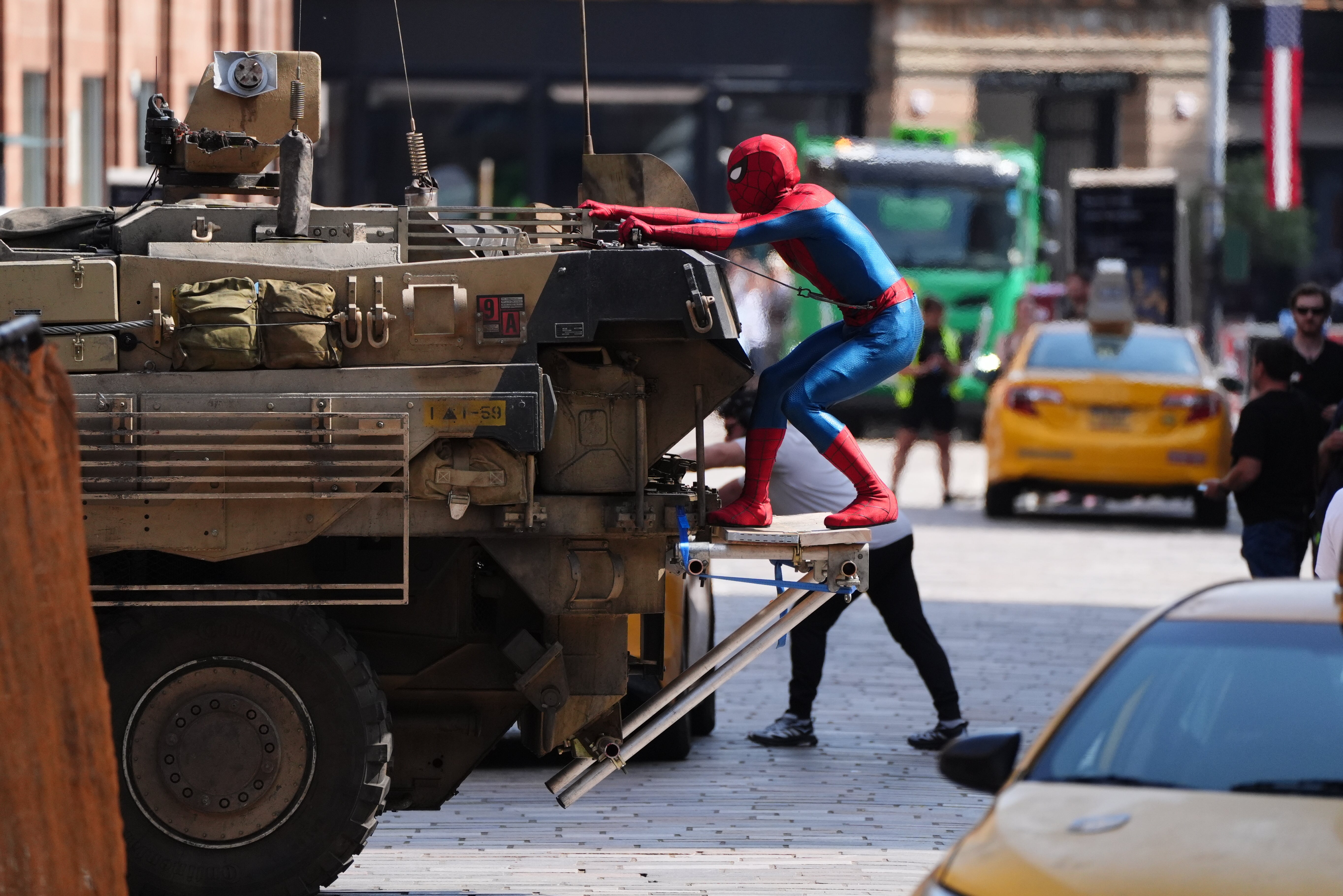 Spidey waves to fans in Glasgow city centre (Andrew Milligan/PA)