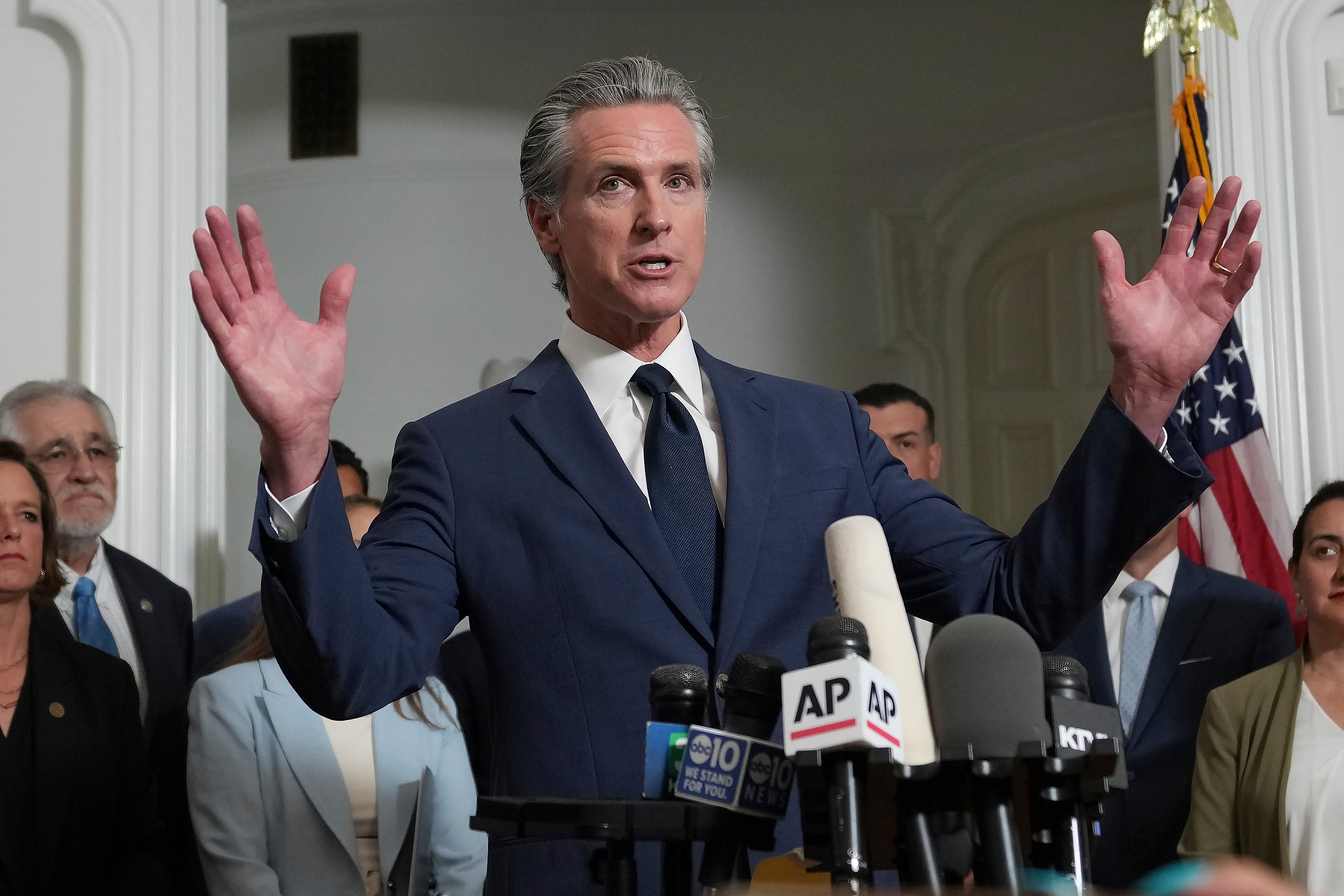 Newsom has been praised by some on social media for how he’s taking on the president amid the fight over gerrymandering