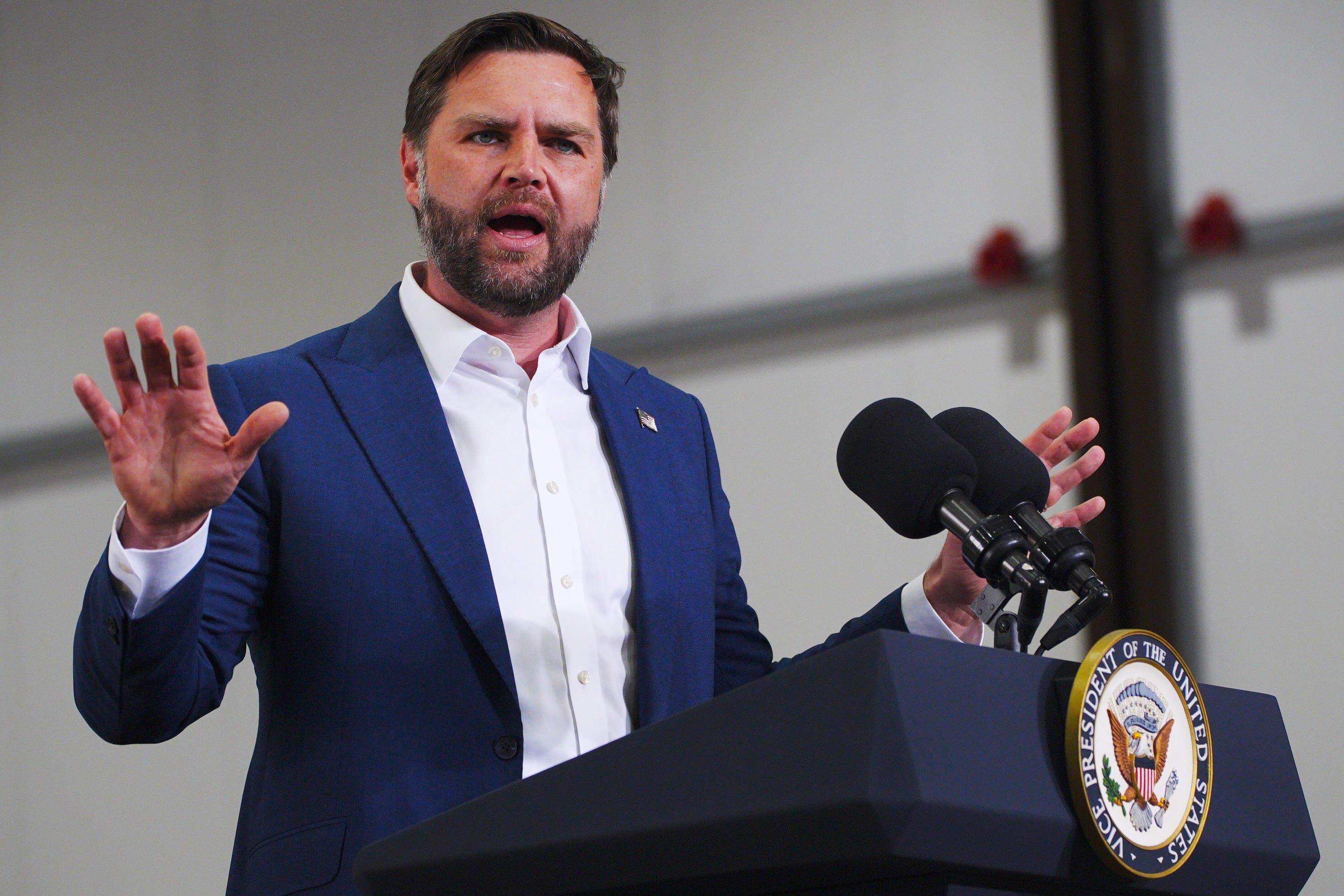 US vice president JD Vance during a visit to RAF Fairford (Ben Birchall/PA)