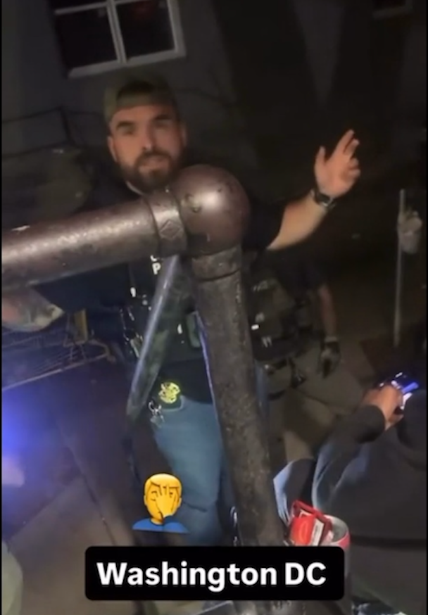 “Tell your boys...don’t be smoking outside, don’t be drinking outside. Because Donald Trump is tired of it,” U.S. Park Police officer tells a group of men sitting on porch