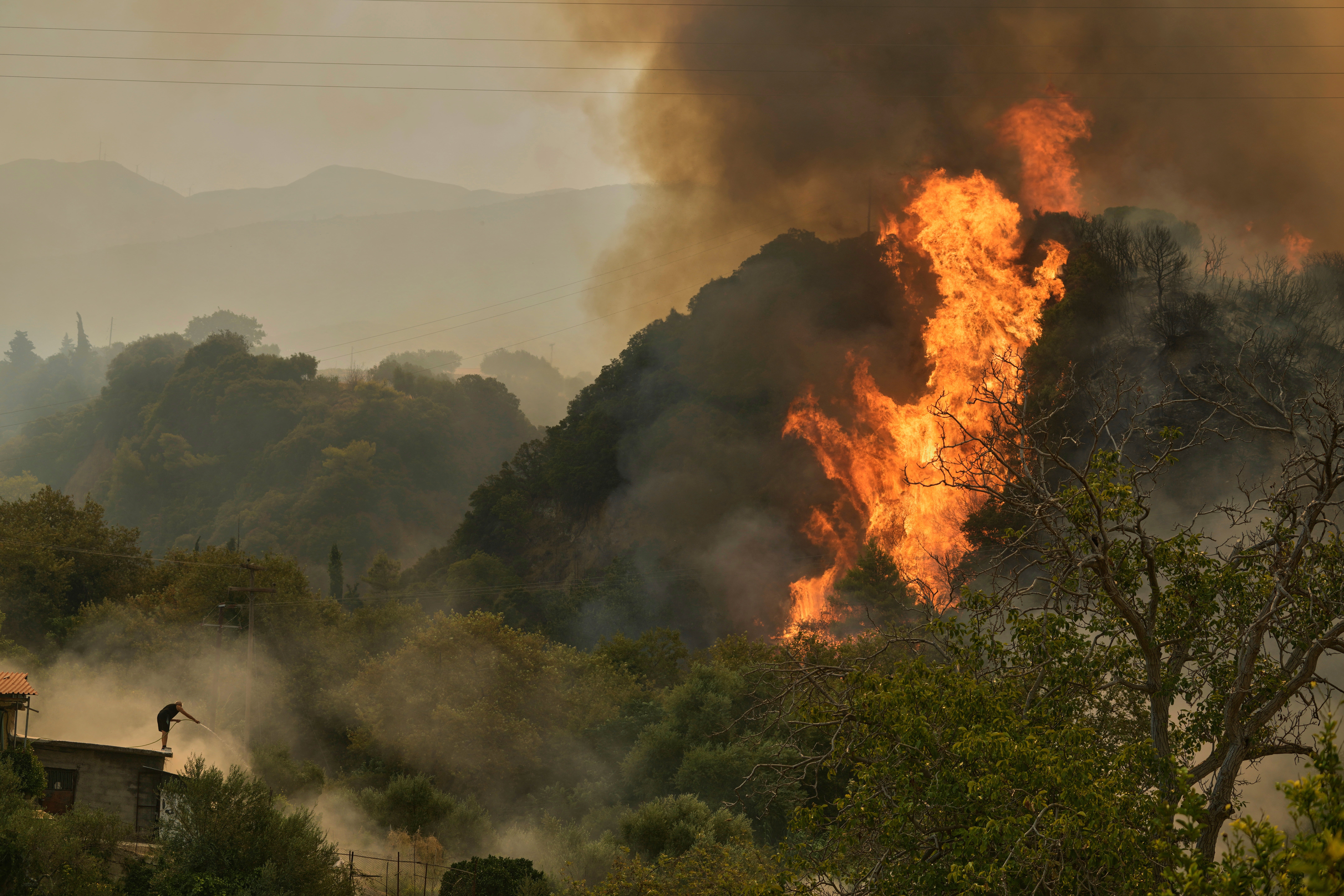 A fire burns outside of Patras