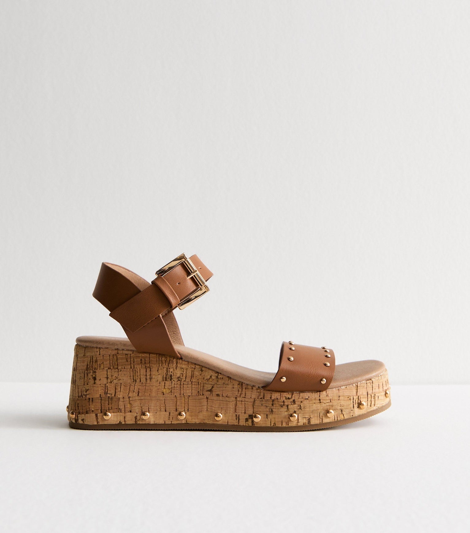 New Look Brown Faux Leather Studded Flatform Sandals, £23 (was £35.99)