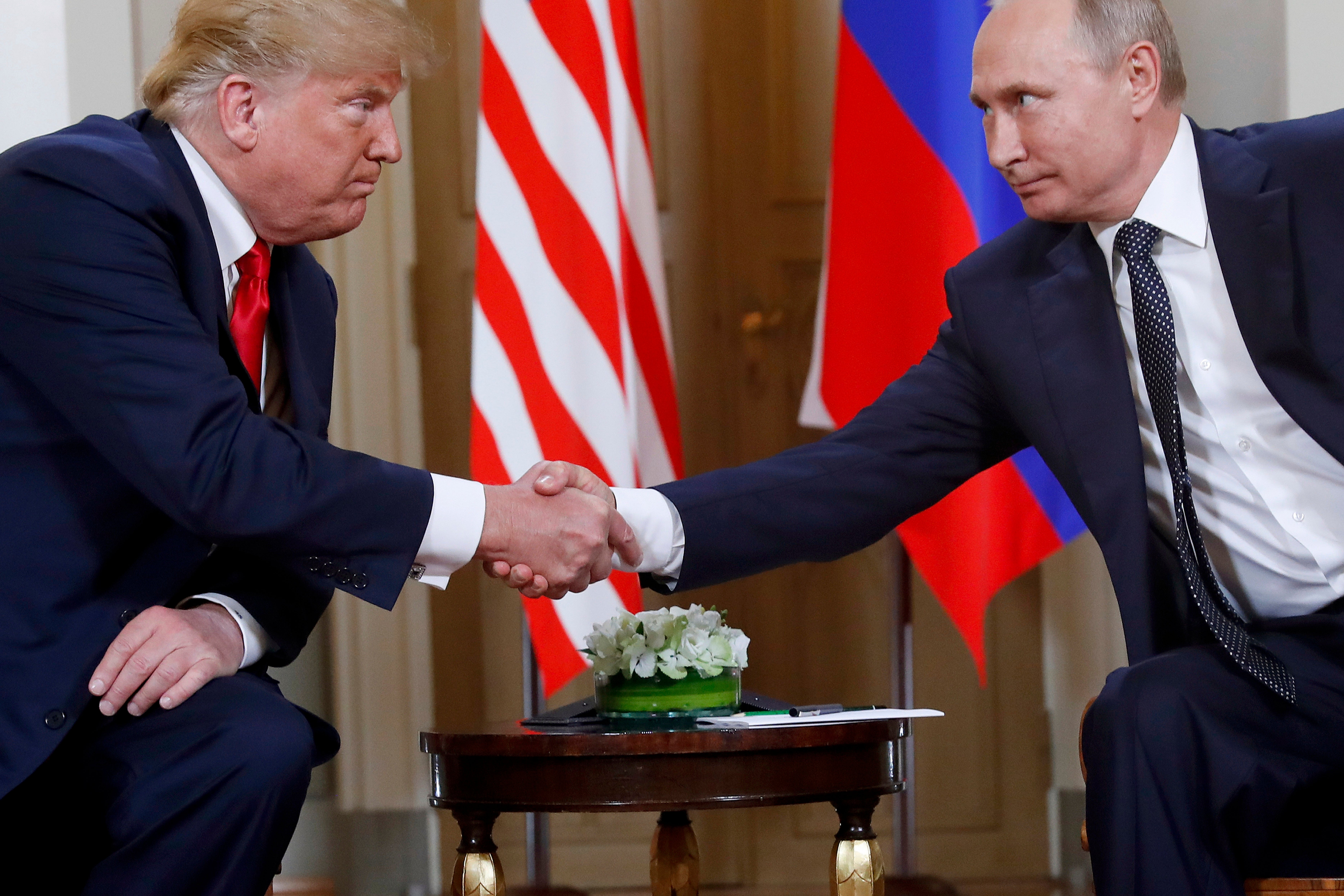 Trump and Putin meeting in Helsinki in 2018
