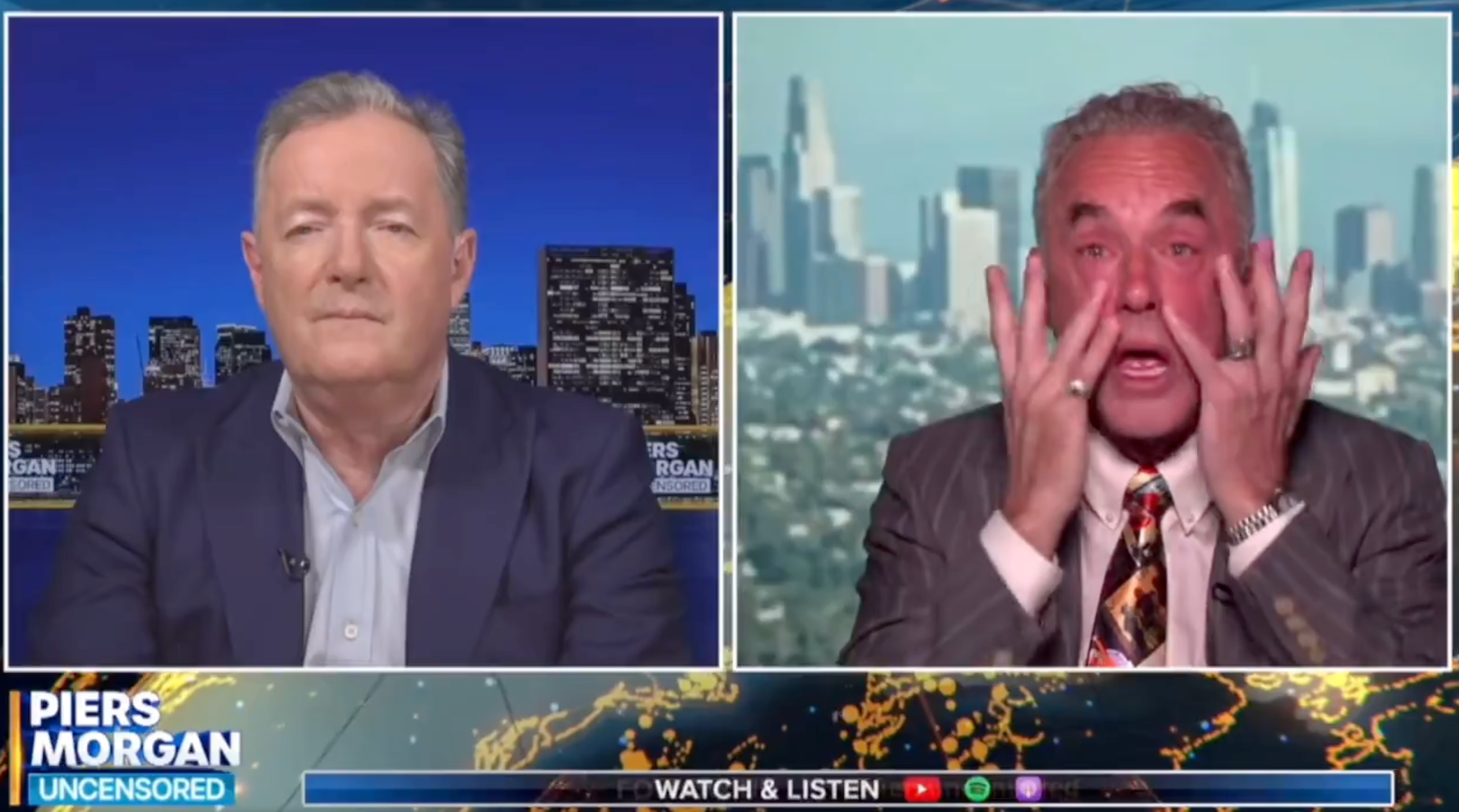 Peterson in floods of tears while speaking to Piers Morgan in his uncon censored program in April