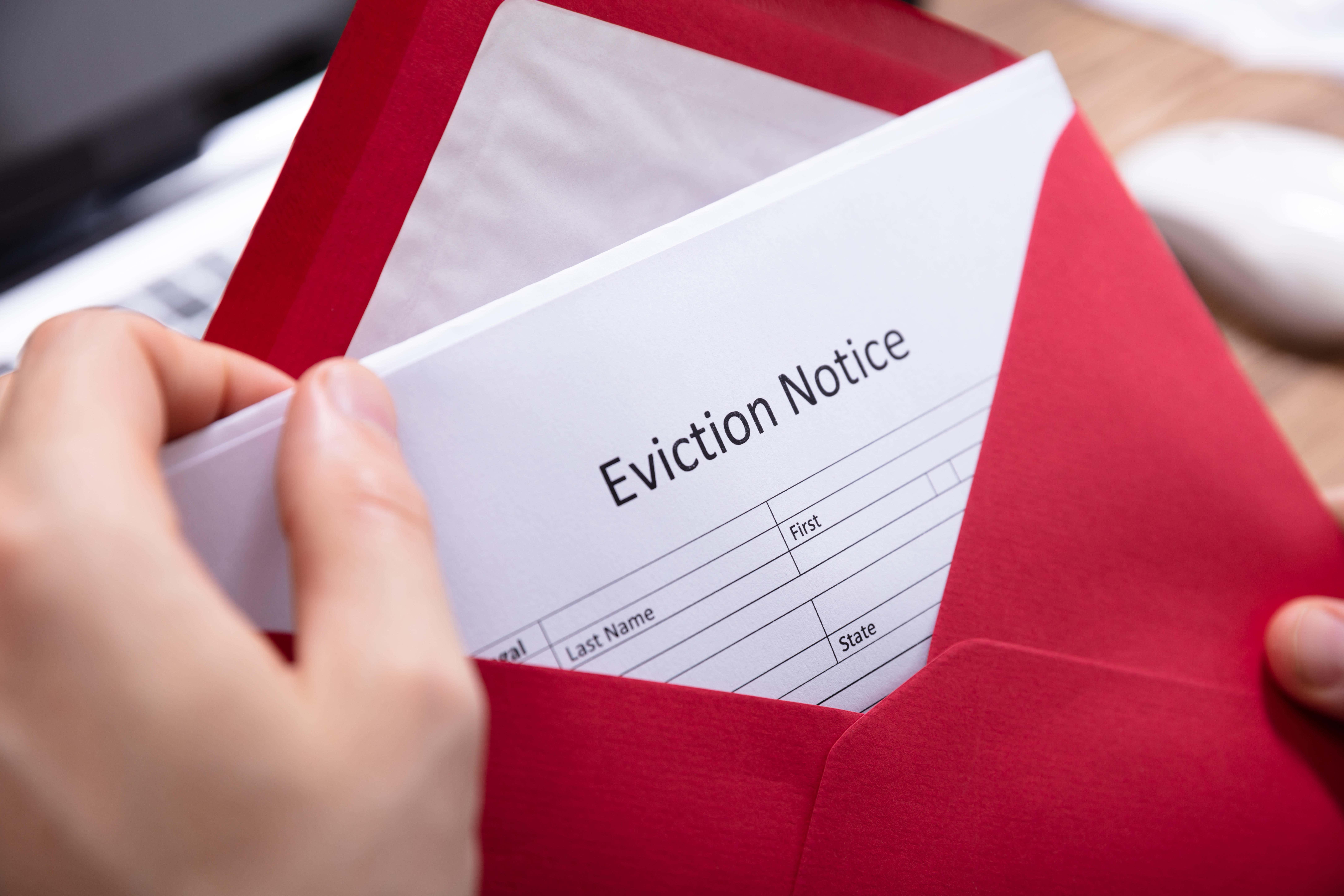 The Ministry of Justice has published the data including evictions in England (Alamy/PA)