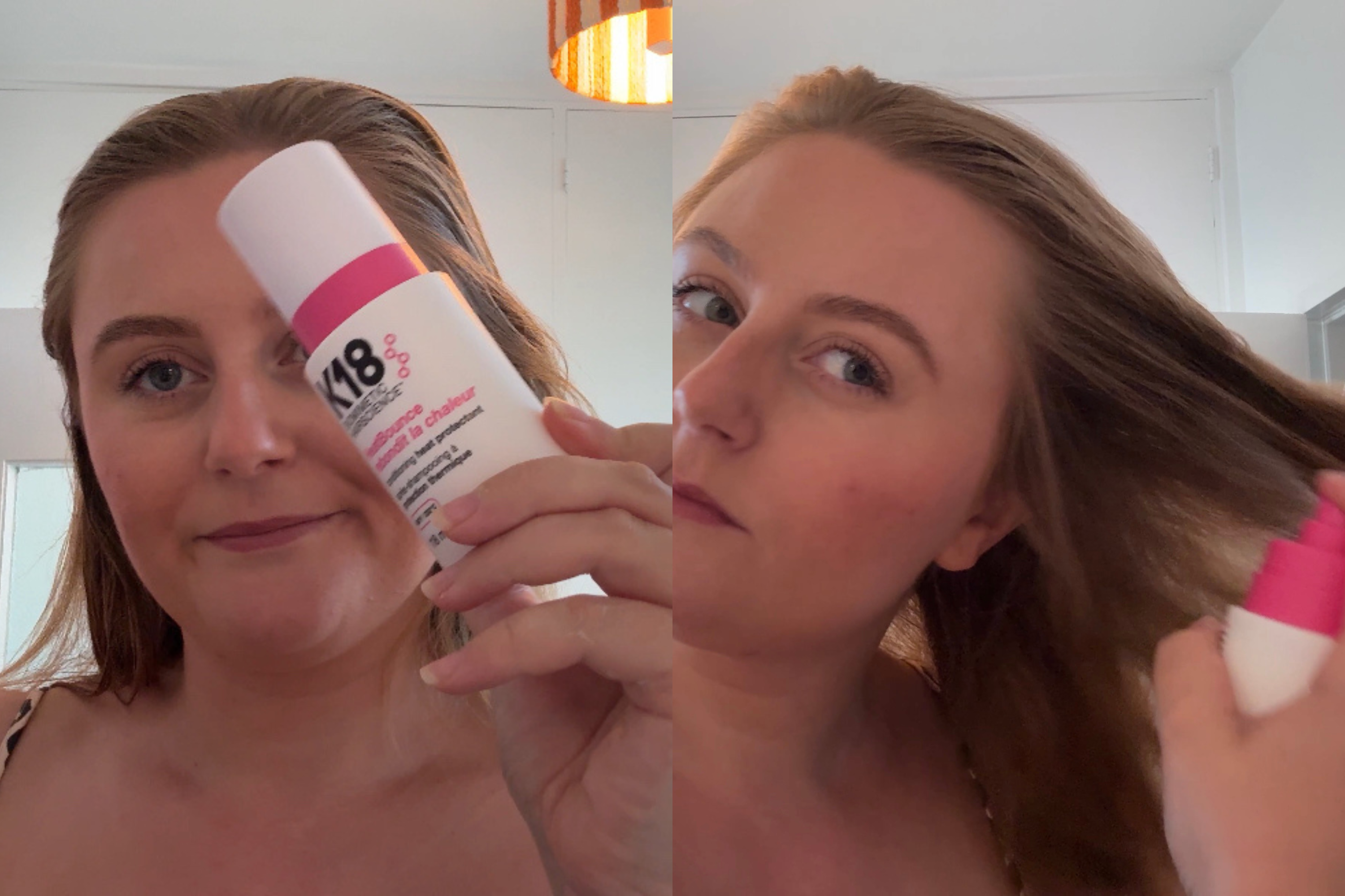 I used the spray before blow-drying, curling and straightening