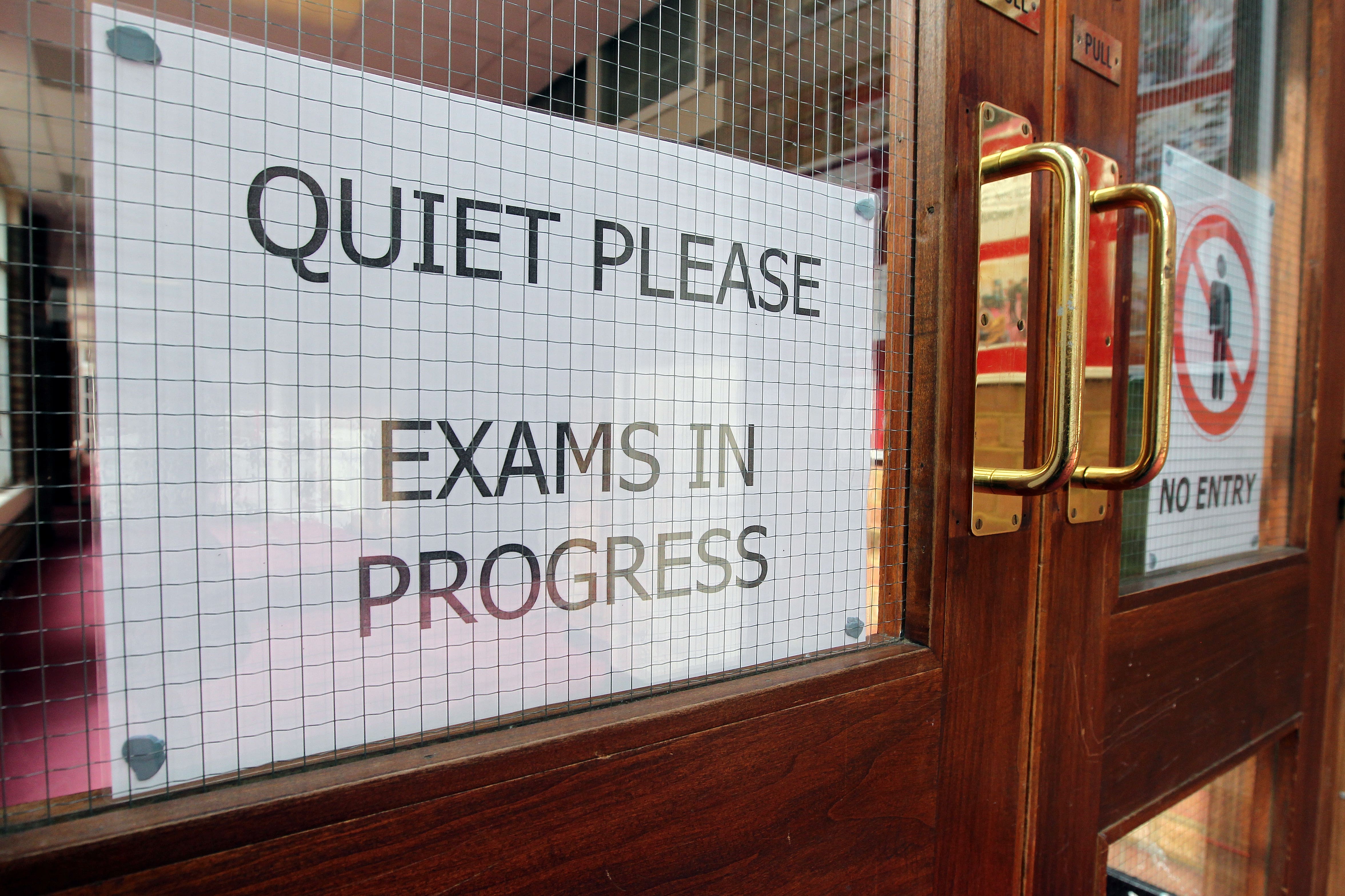 Exam in progress sign (PA)