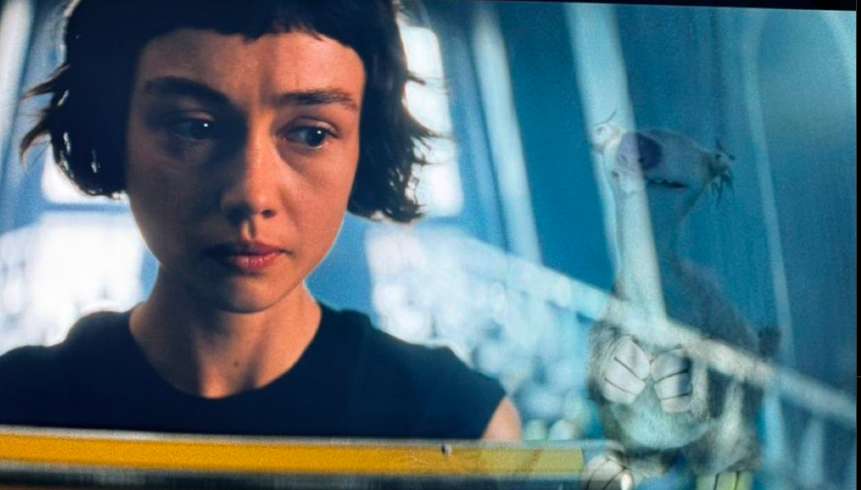 ‘Alien: Earth’ character Wendy (Sydney Chandler) watching ‘Ice Age 4’