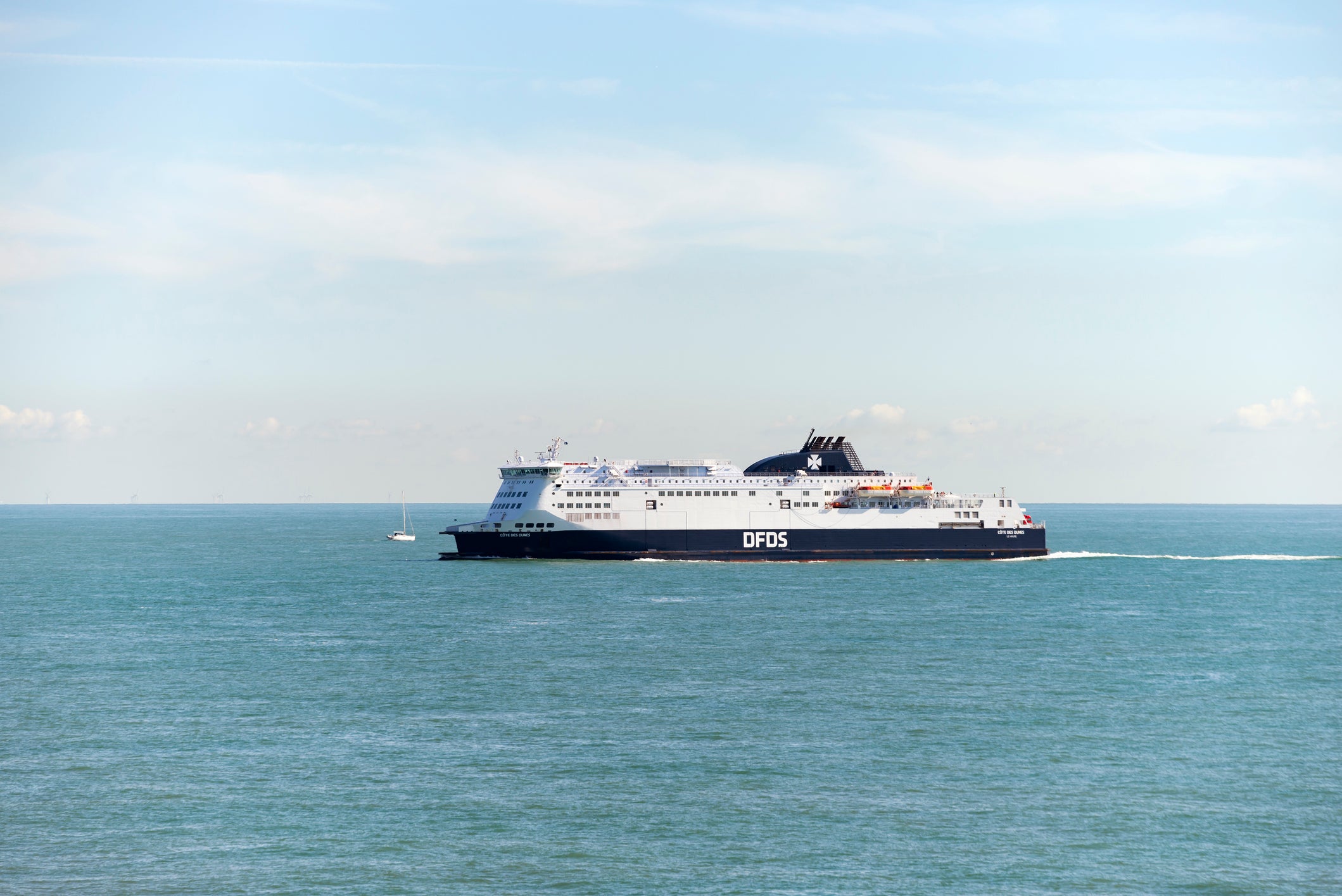 A DFDS ferry in the English Channel