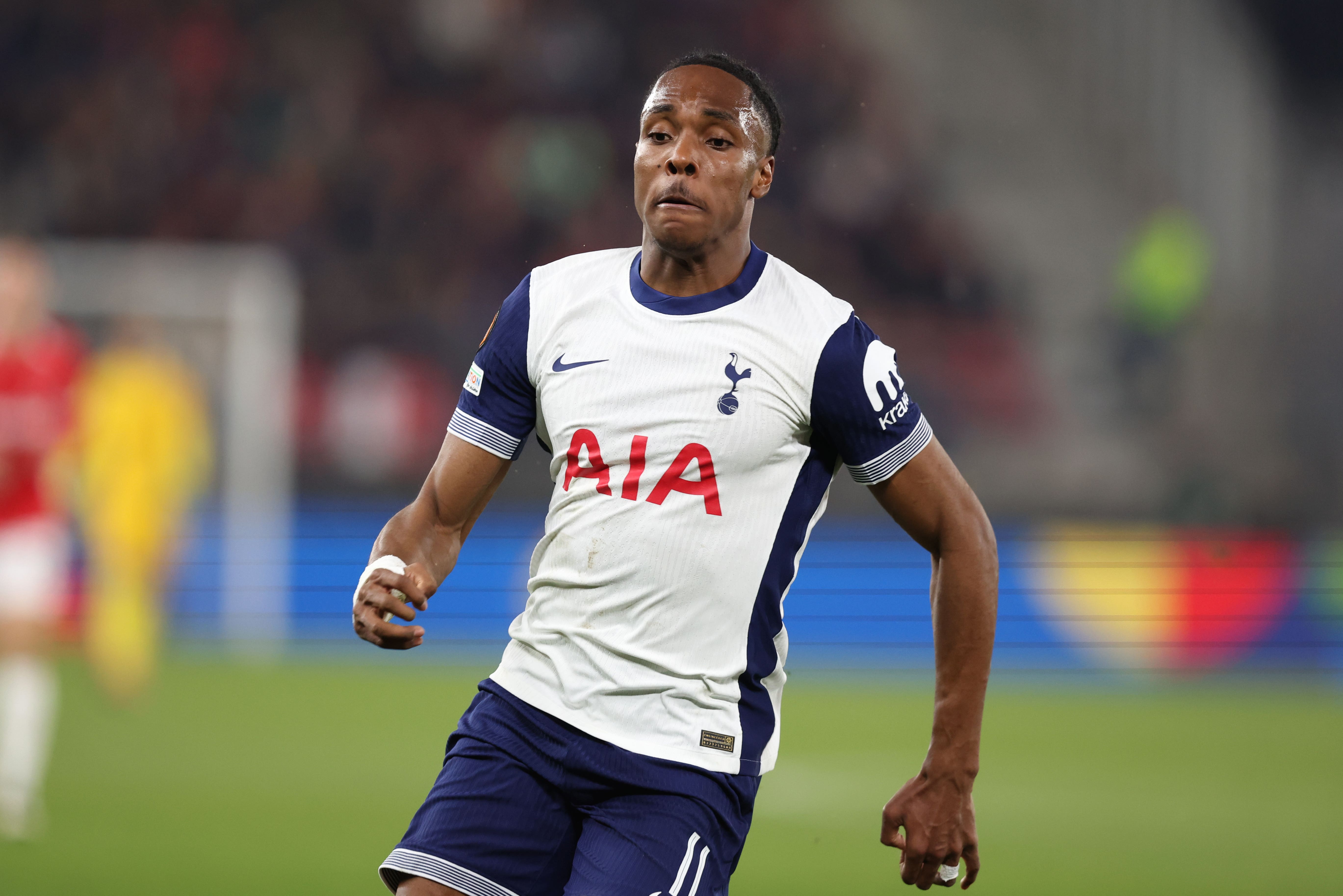 Tottenham’s Mathys Tel missed a penalty in Wednesday night’s UEFA Super League defeat to Paris St Germain (Peter Lous/PA)