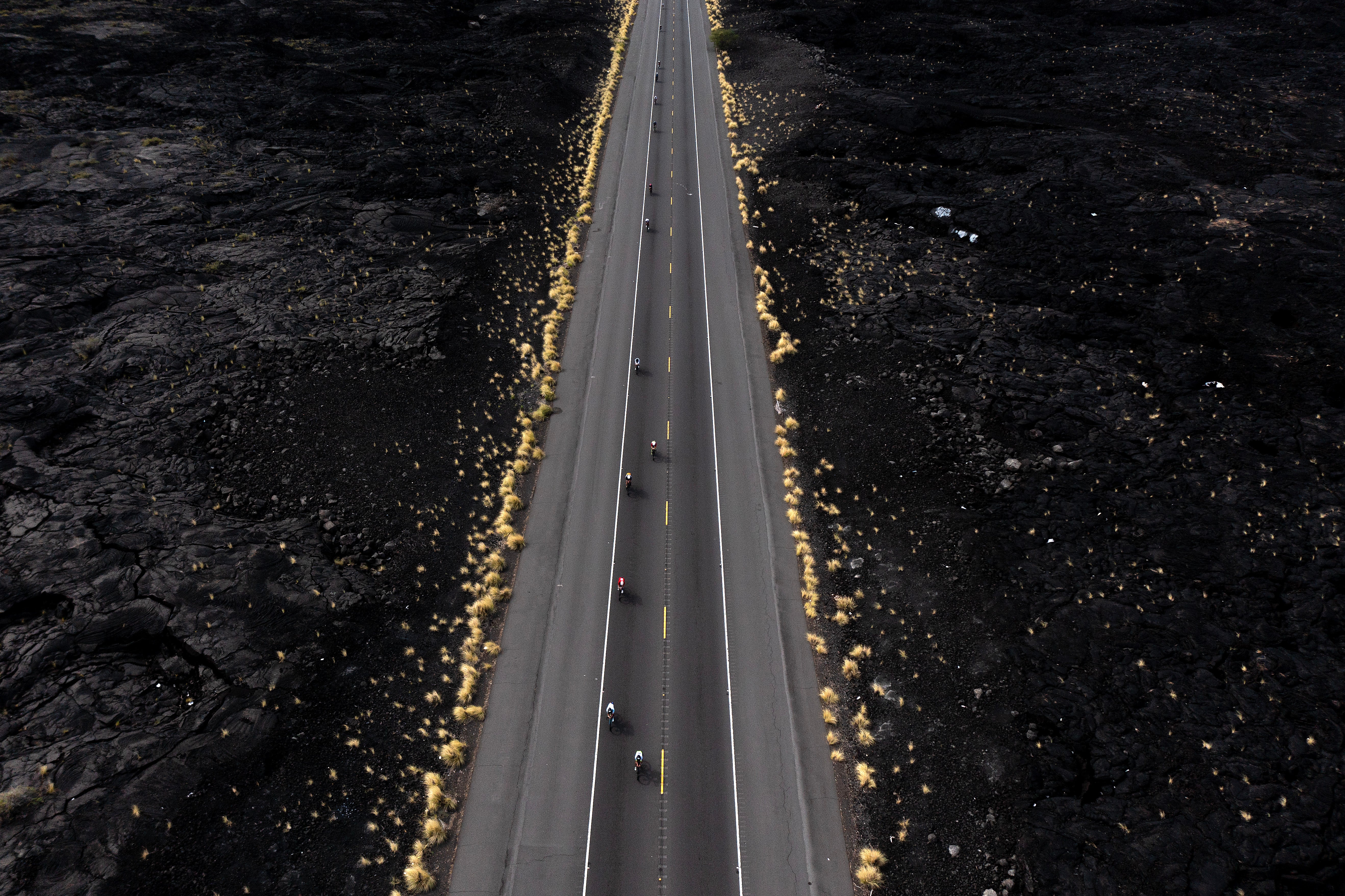 Athletes takes to the roads riding through lava fields