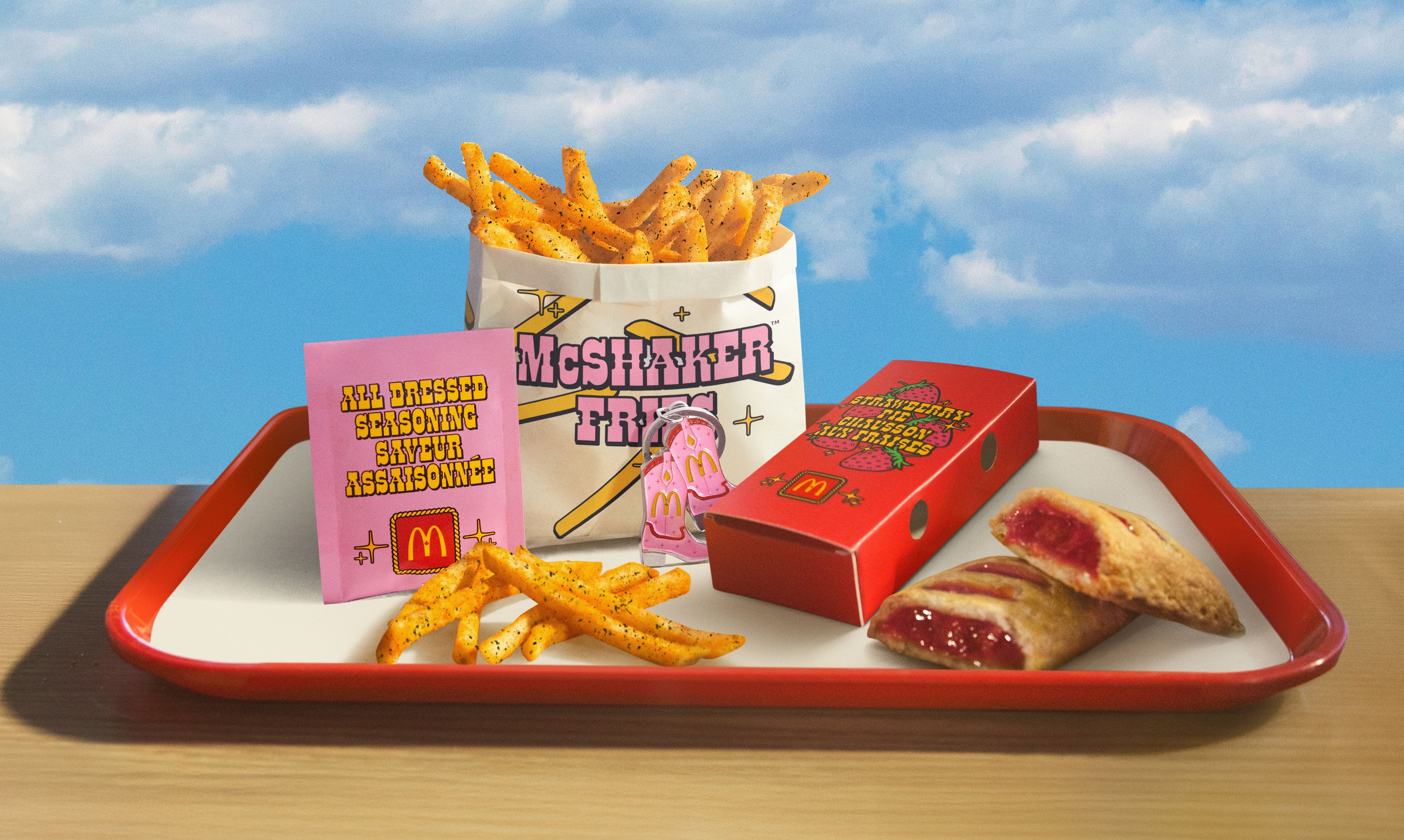 The collab includes pink packaging to signify Twain's "flair," McDonald's says