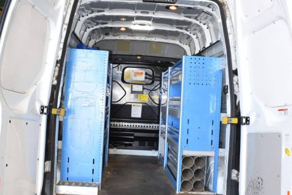 The rear interior of the white transit van used in the kidnapping