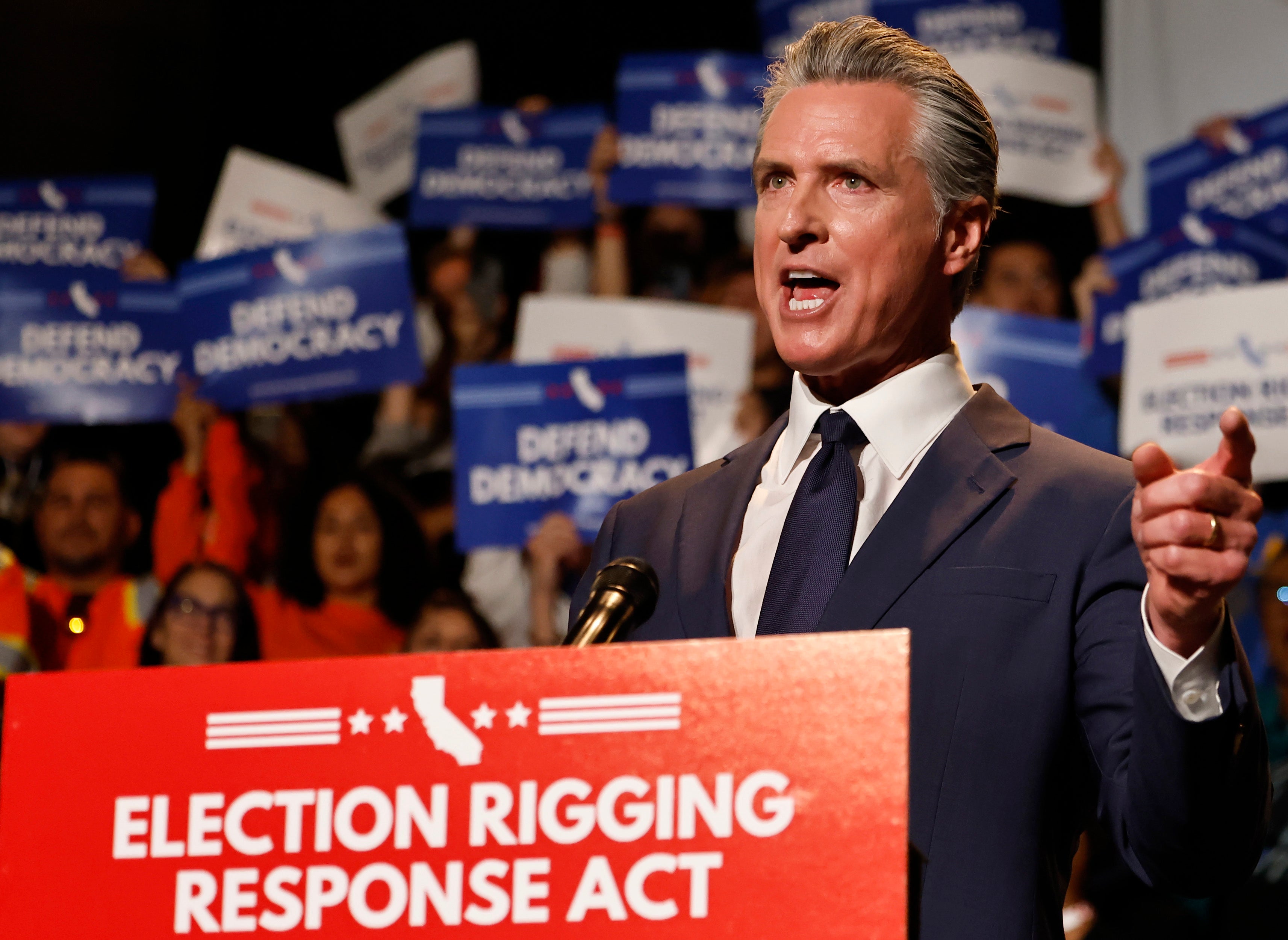 As California Governor Gavin Newsom was verbally bashing President Donald Trump in a Los Angeles auditorium, Border Patrol agents swarmed outside and made at least one arrest