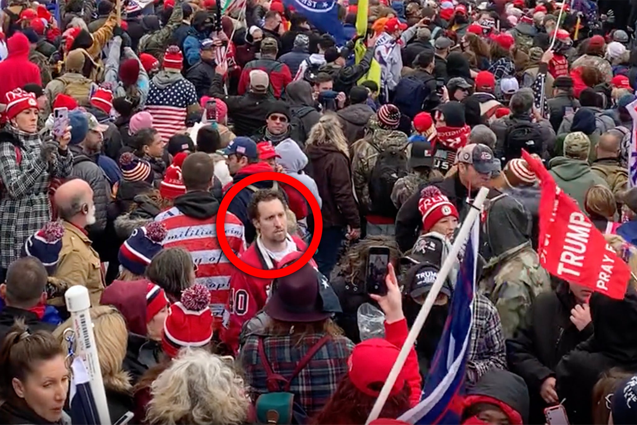 Antoni, pictured outside the Capitol on January 6, was present as a ‘bystander’ curious about the situation, the White House said