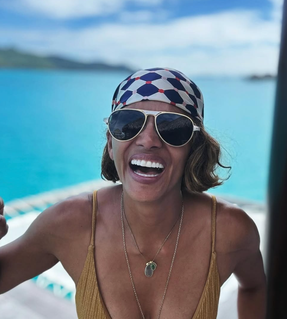 Berry is seen laughing in the pictures she uploaded with a response to her ex-husband’s claims that she isn’t ‘motherly’
