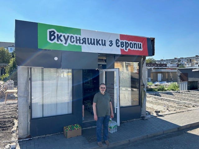 The European Snack Store remains open between two shops destroyed in the blast