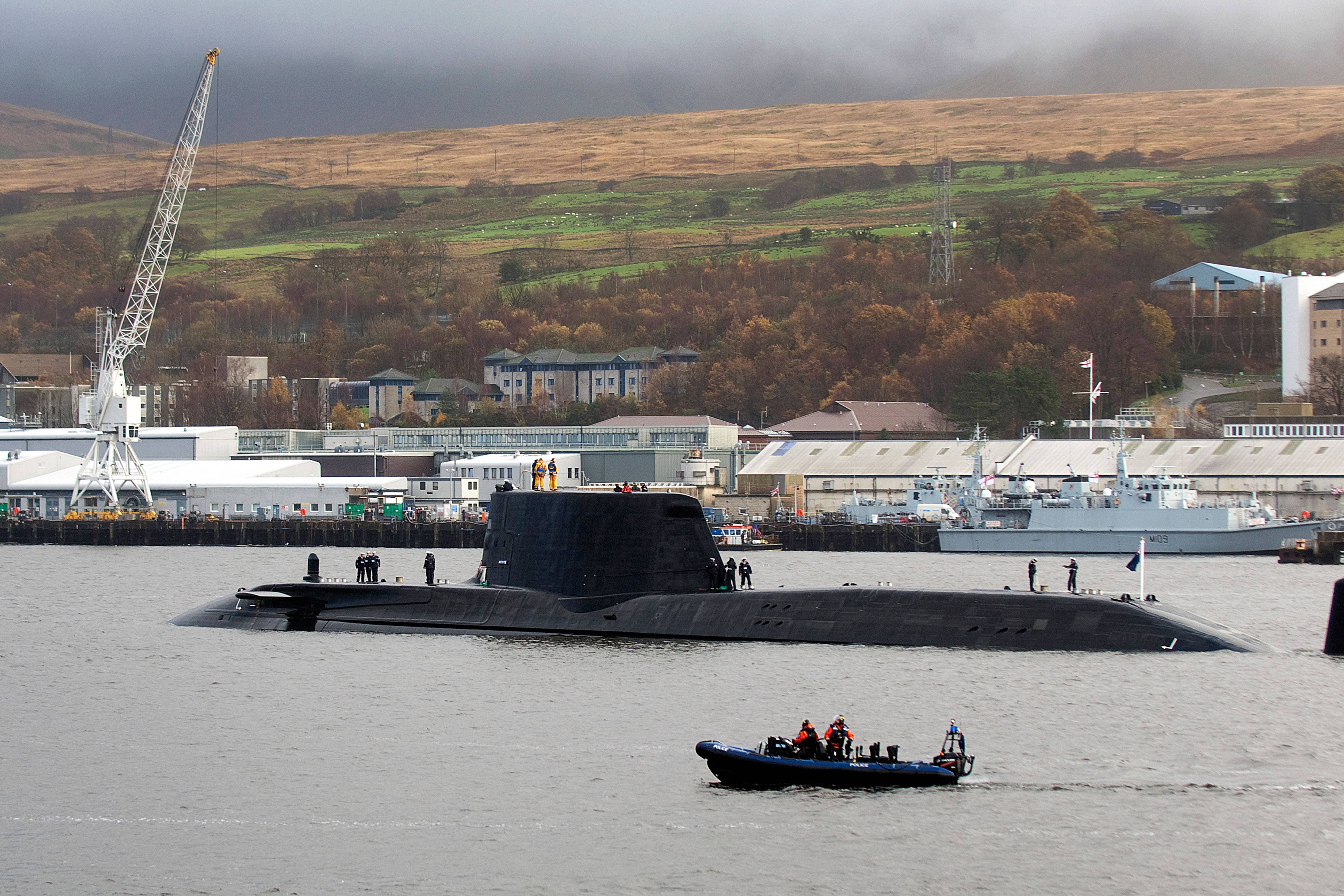 The incident took place at Faslane on the Clyde earlier this year (Alamy/PA)