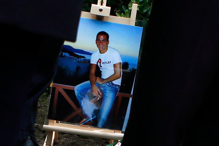 A picture of Ilan Halimi is seen at a makeshift memorial