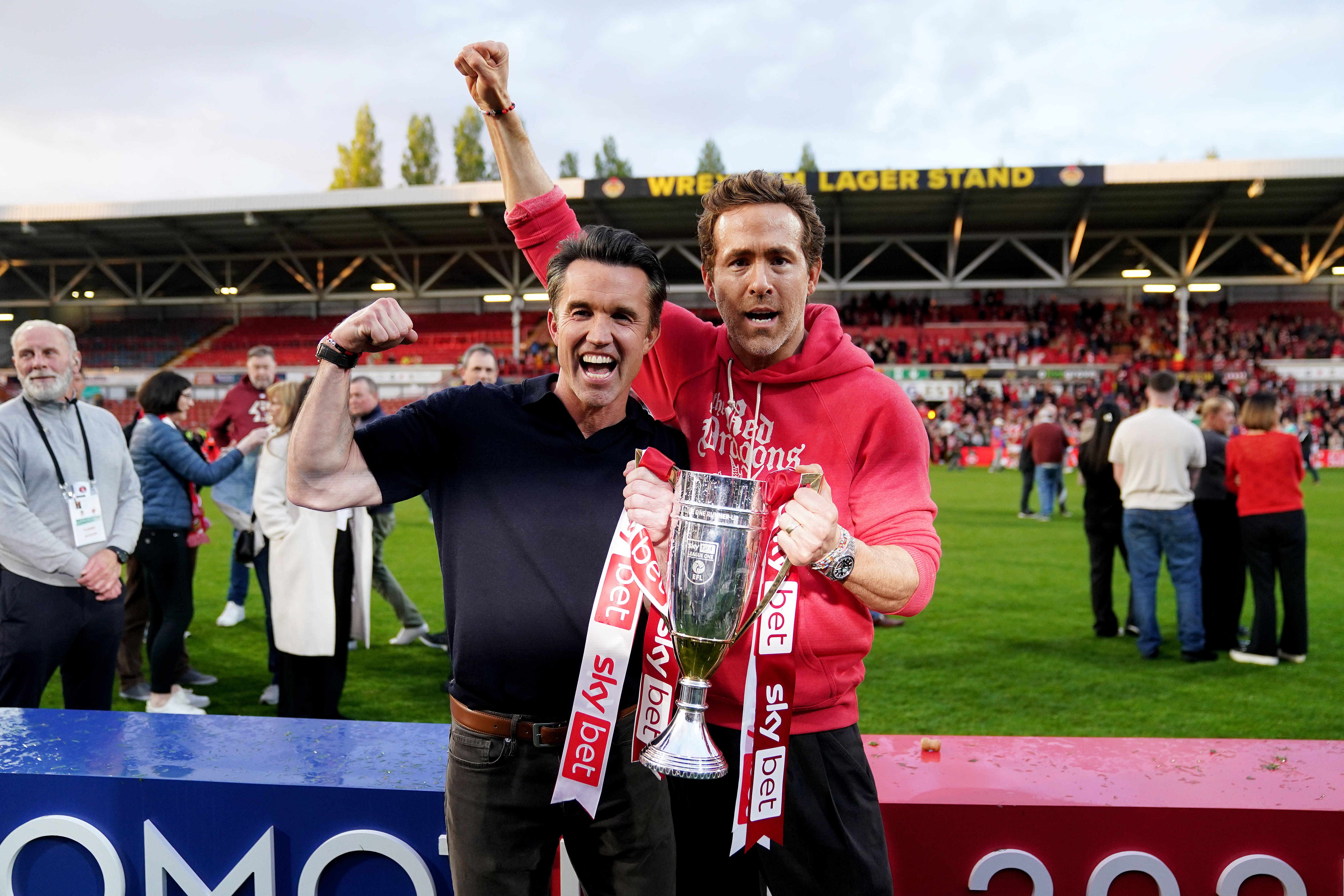 Wrexham co-owners Ryan Reynolds (right) and Rob McElhenney have been praised for their backing (Martin Rickett/PA)