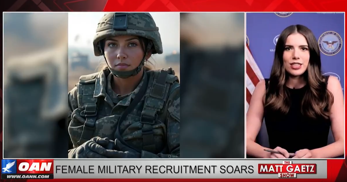 One America News aired several AI-generated images of women in uniform during a segment highlighting the increase in female military recruitment.