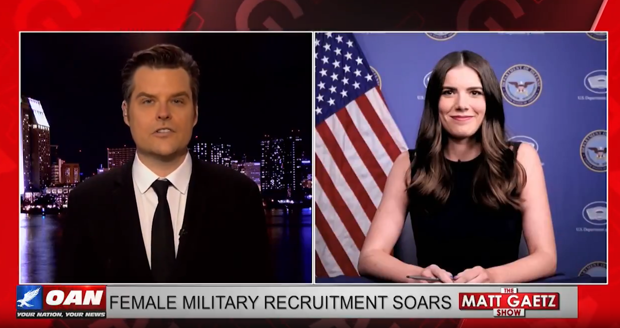 Matt Gaetz interviews Defense Department spokesperson Kingsley Wilson on Wednesday night.
