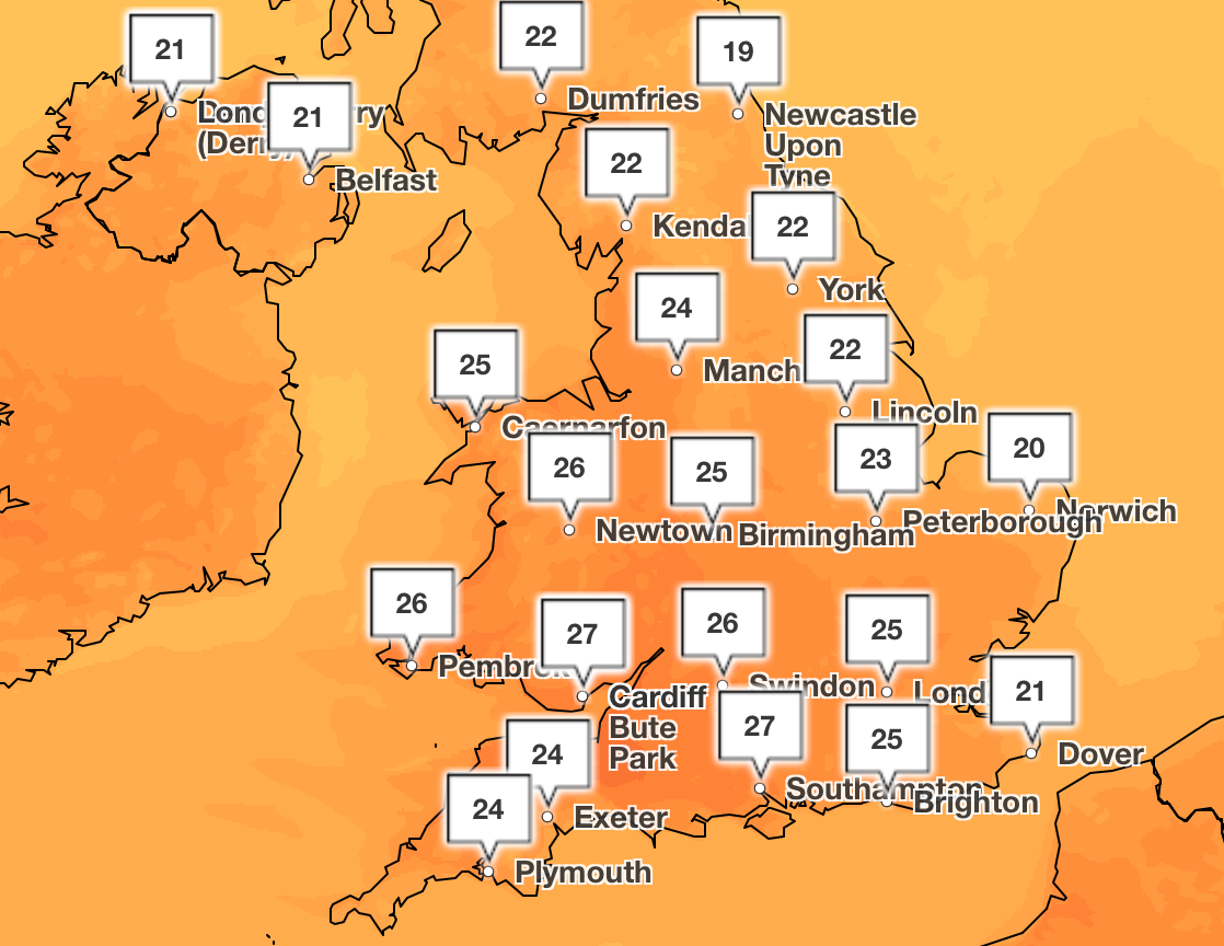 Temperatures will be high on Saturday, with health alerts in place for several regions
