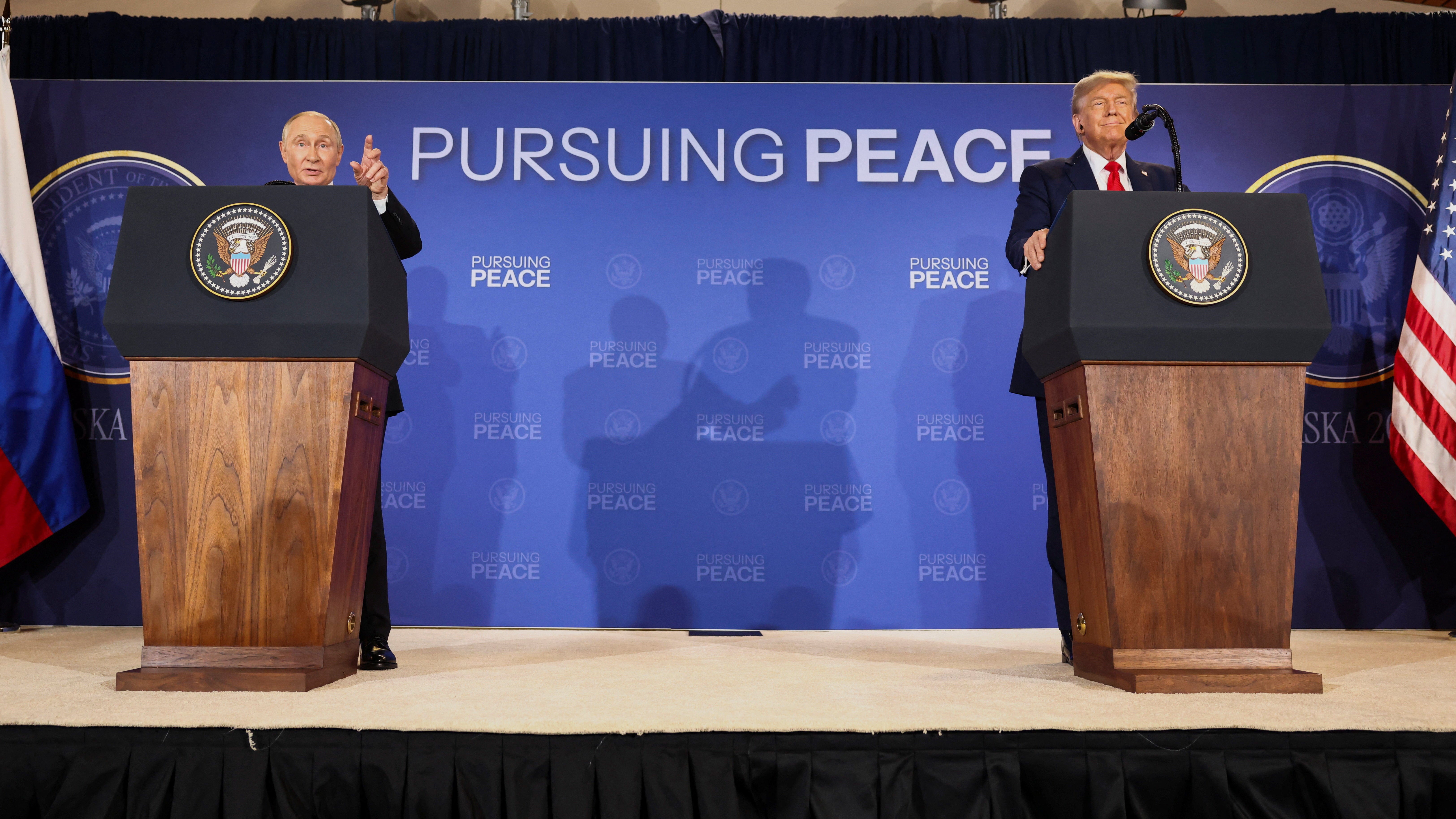 Putin attempted to set the terms when he began speaking first after both emerged onto the stage at Joint Base Elmendorf-Richardson outside Anchorage.