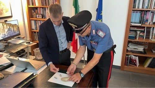 The tourist was discovered with six stolen fragments of stone